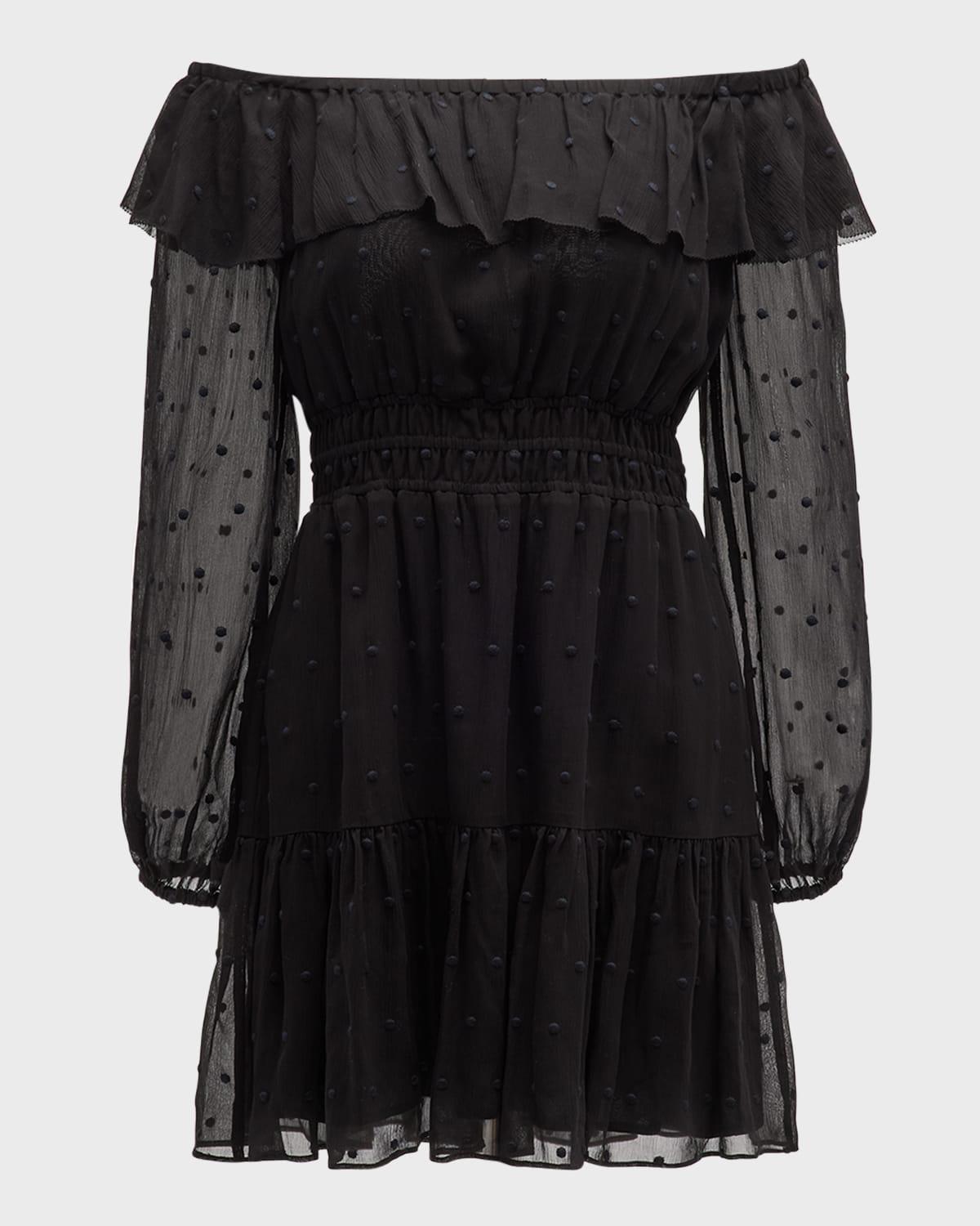 seine off-the-shoulder mini dress