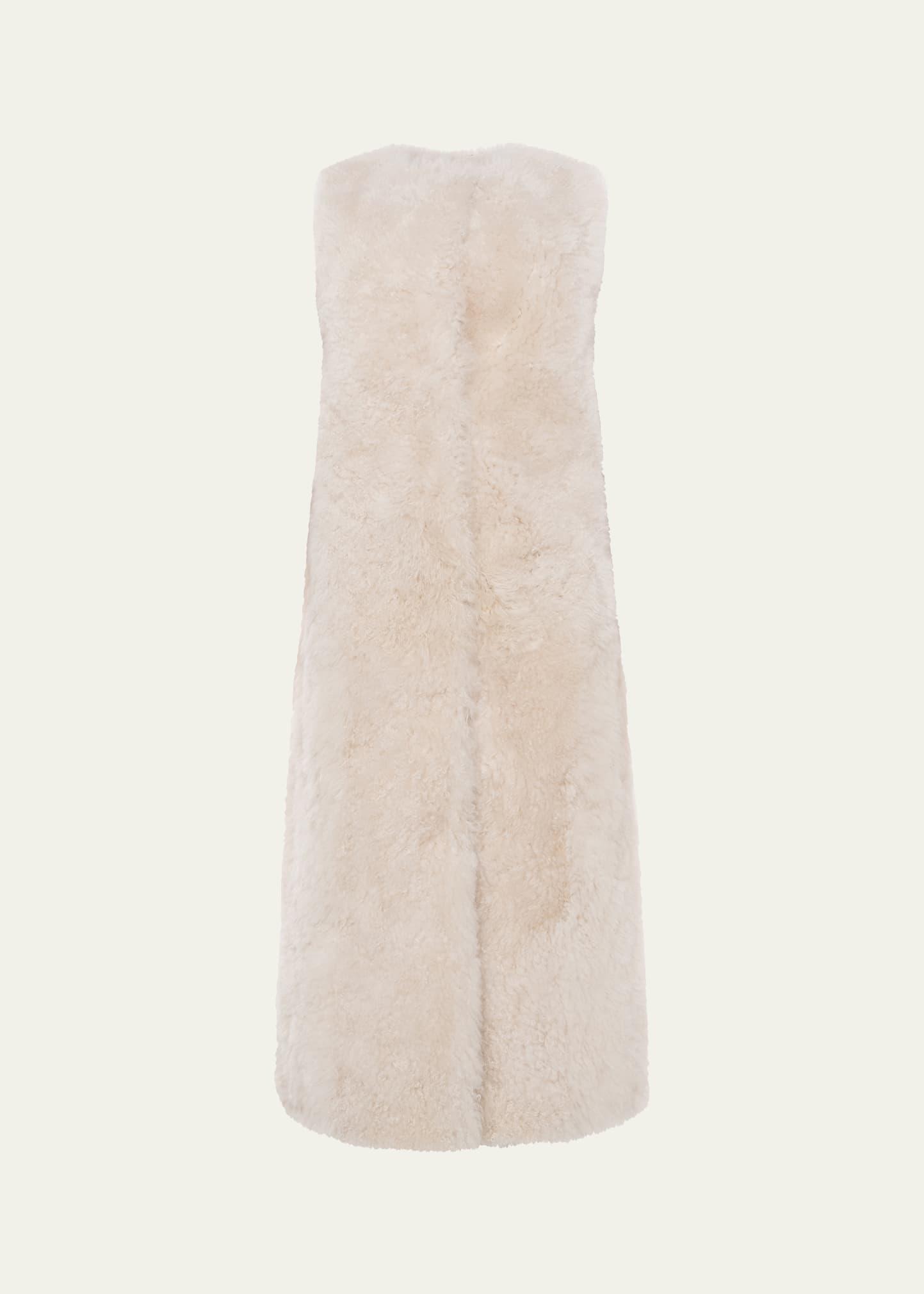 select cashmere goat fur collarless long vest