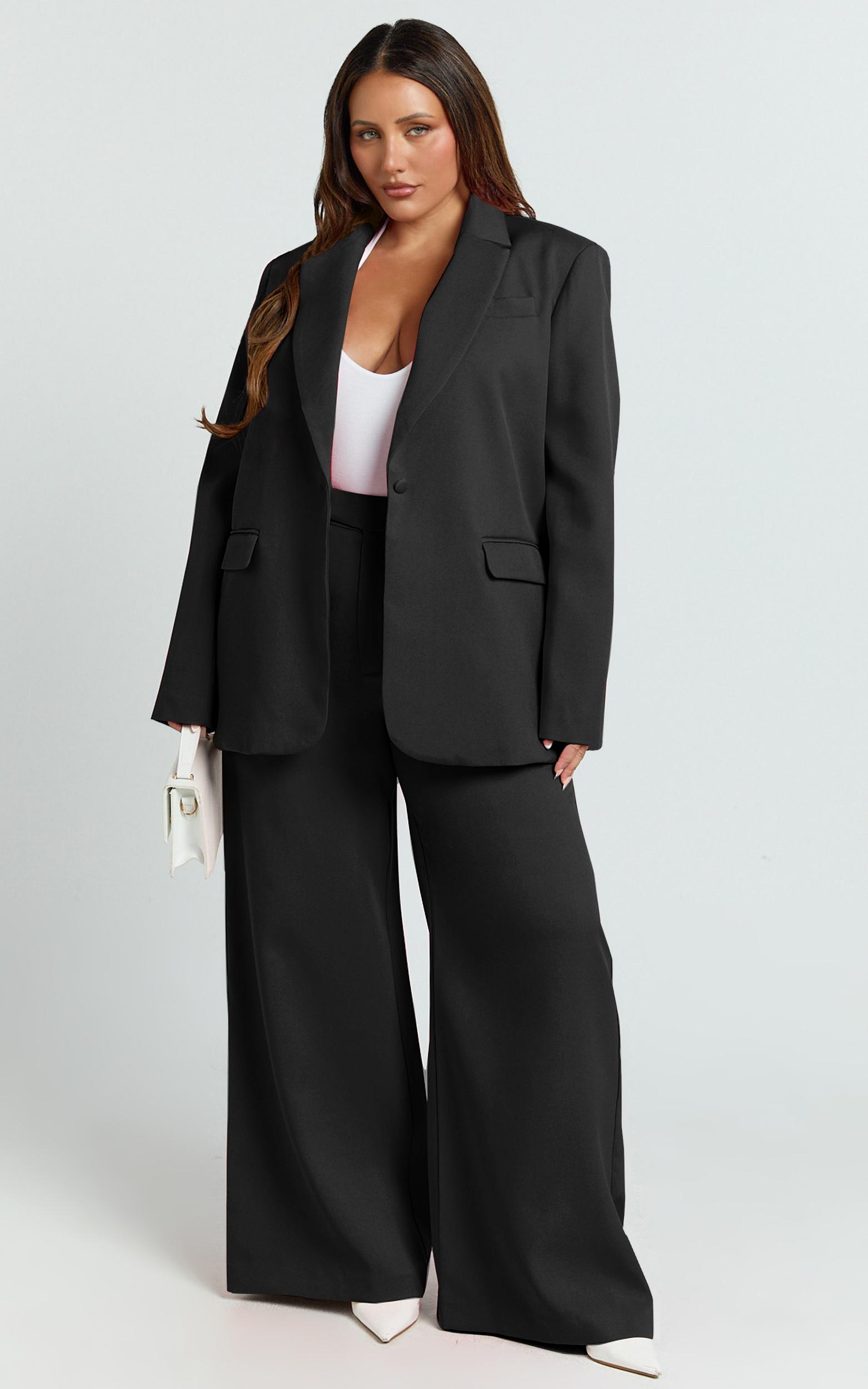 selena pants - high waisted wide leg tailored pants in black