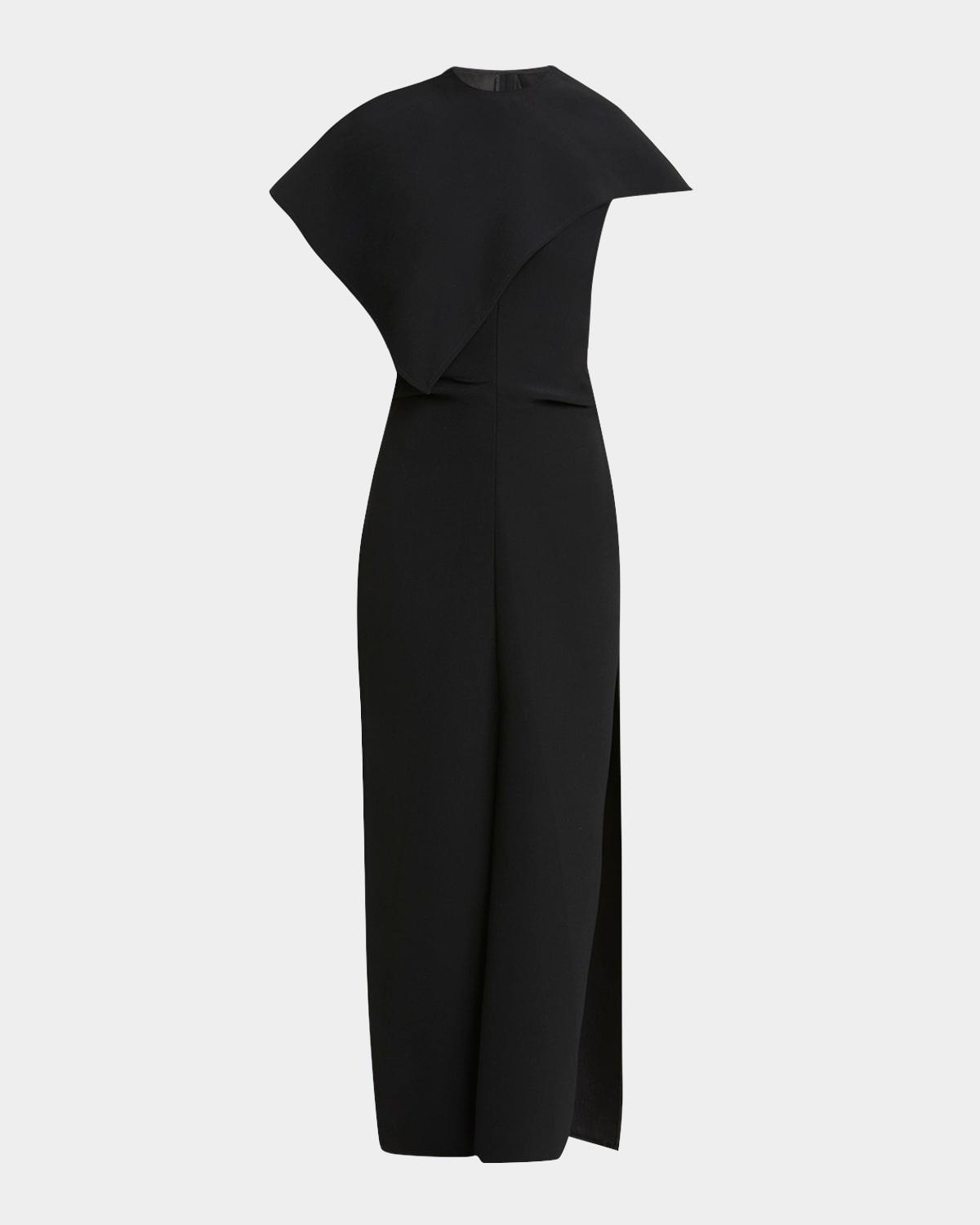 selene cape bi-stretch suiting maxi dress