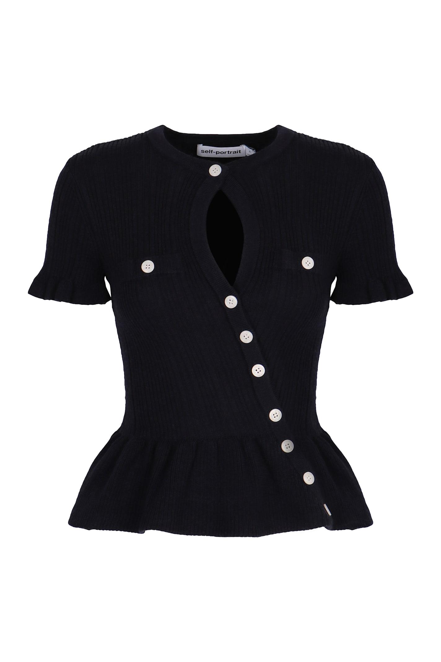 self-portrait asymmetrical knitted top