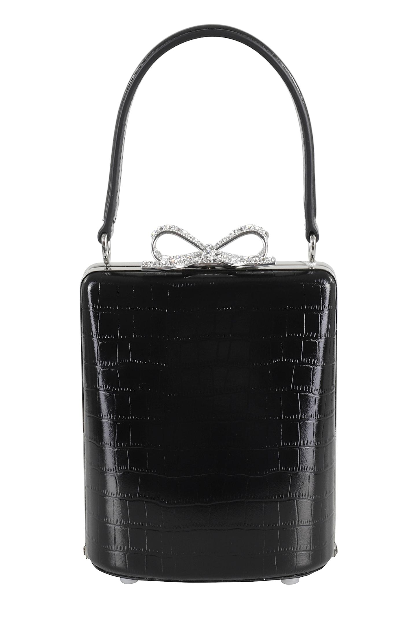self-portrait black croc mini bag