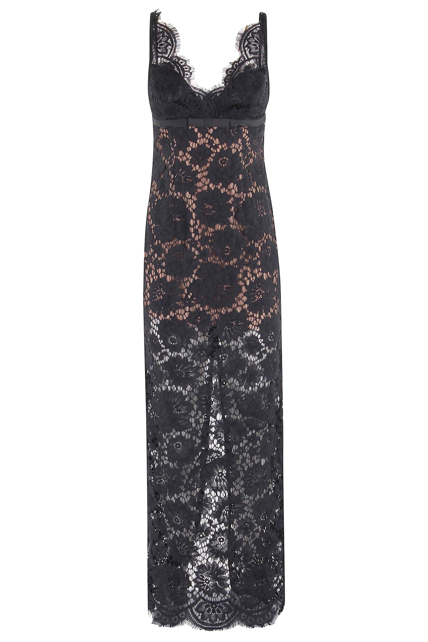 self-portrait black floral lace maxi dress