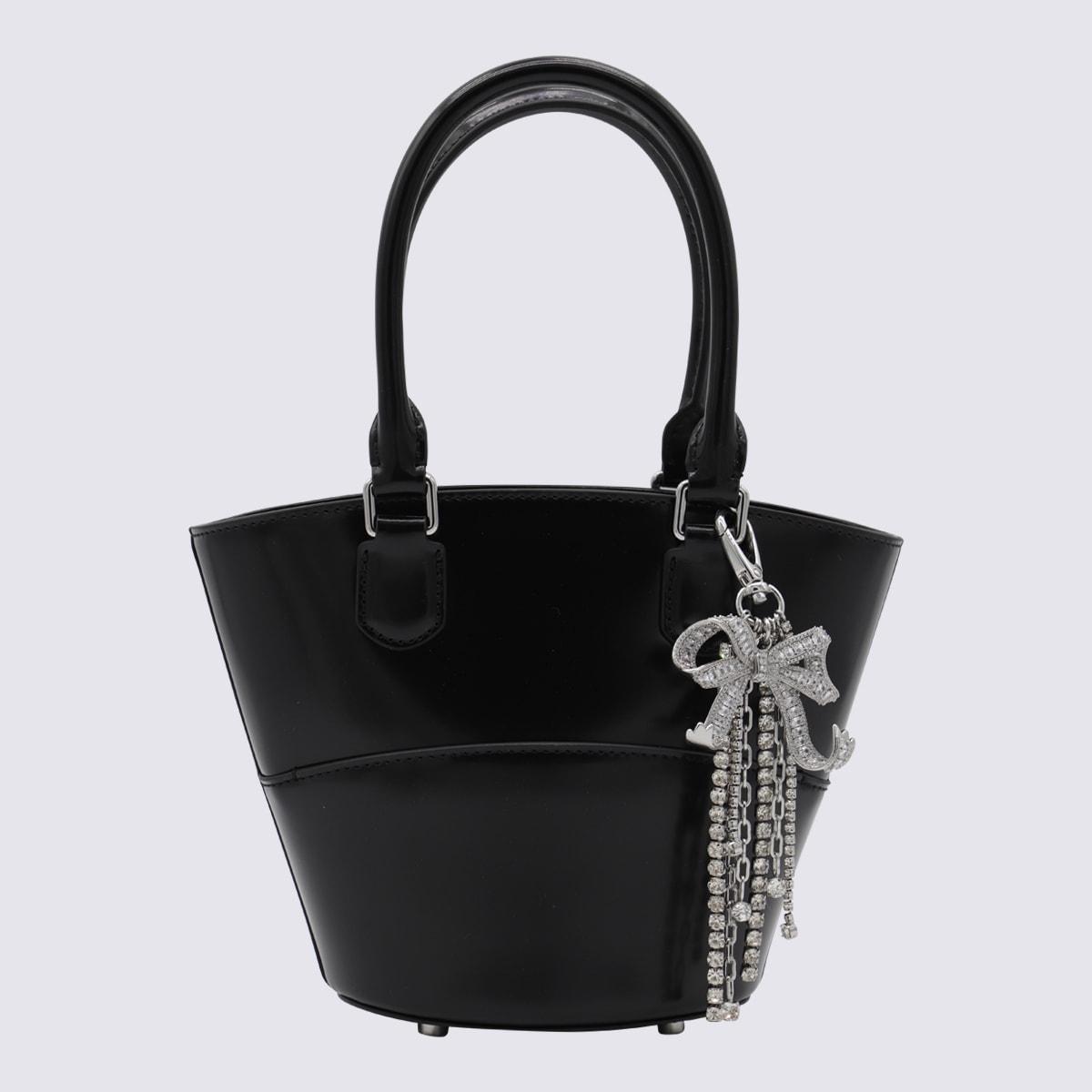 self-portrait black leather top handle bag
