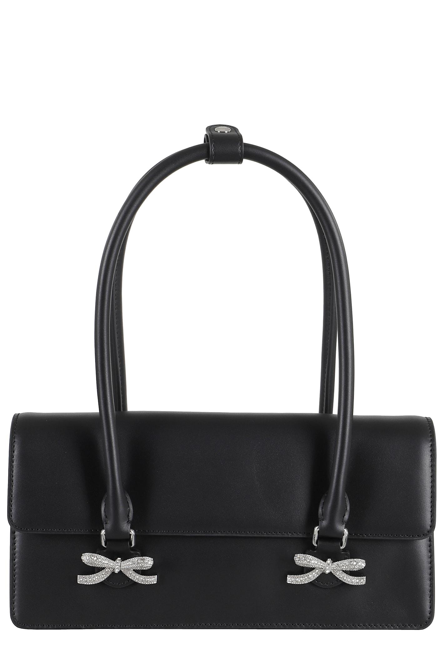 self-portrait black soft leather shoulder bag