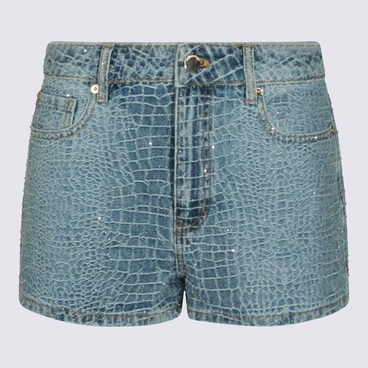 self-portrait blue denim shorts