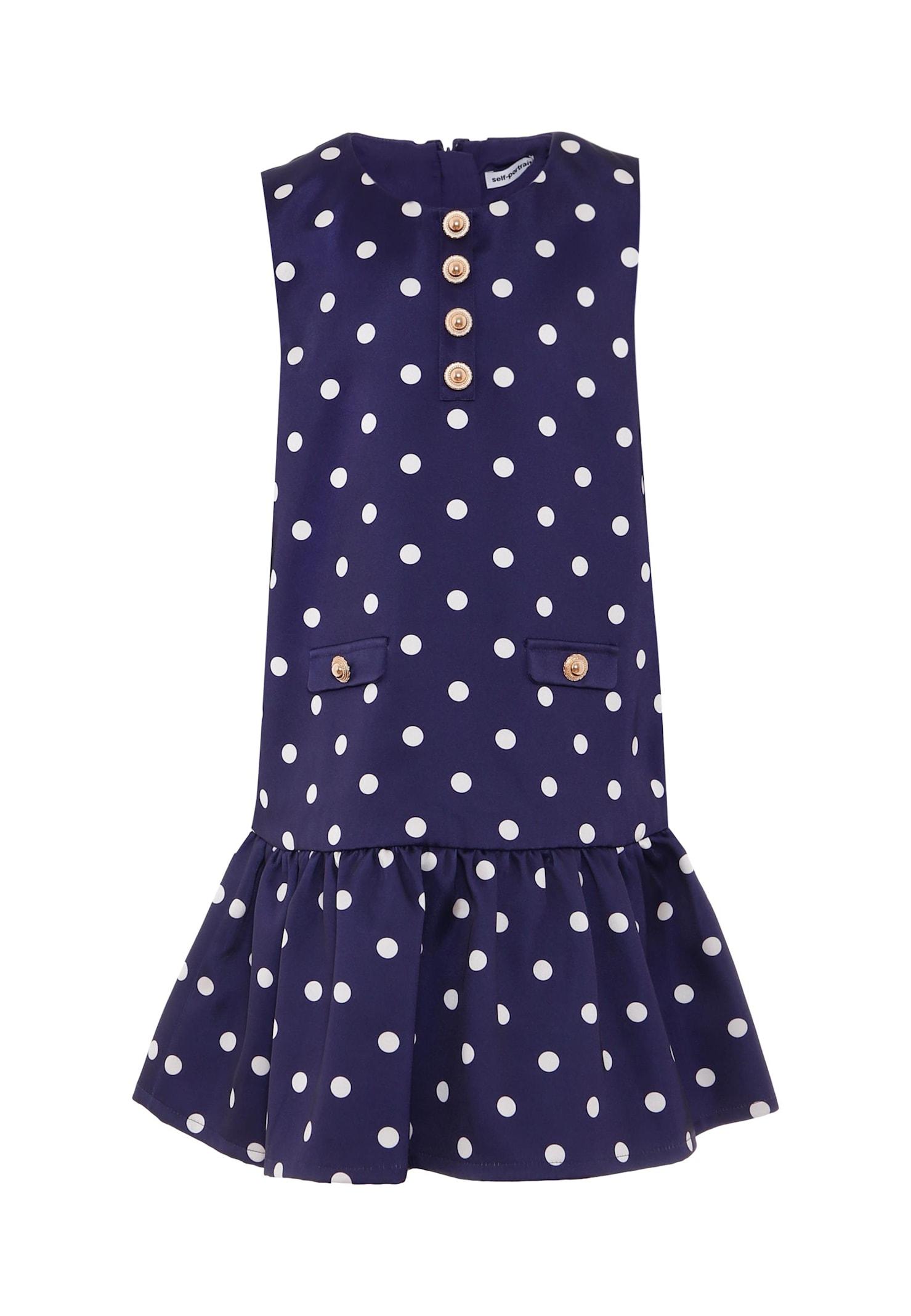 self-portrait blue dress for girl with polka dots