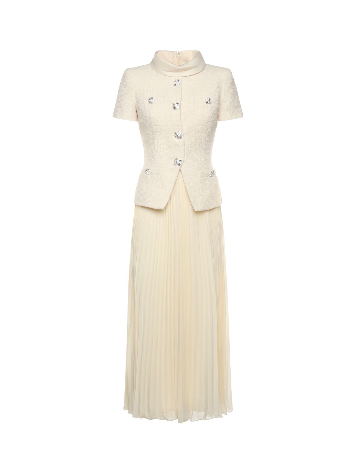 self-portrait bouclé midi dress