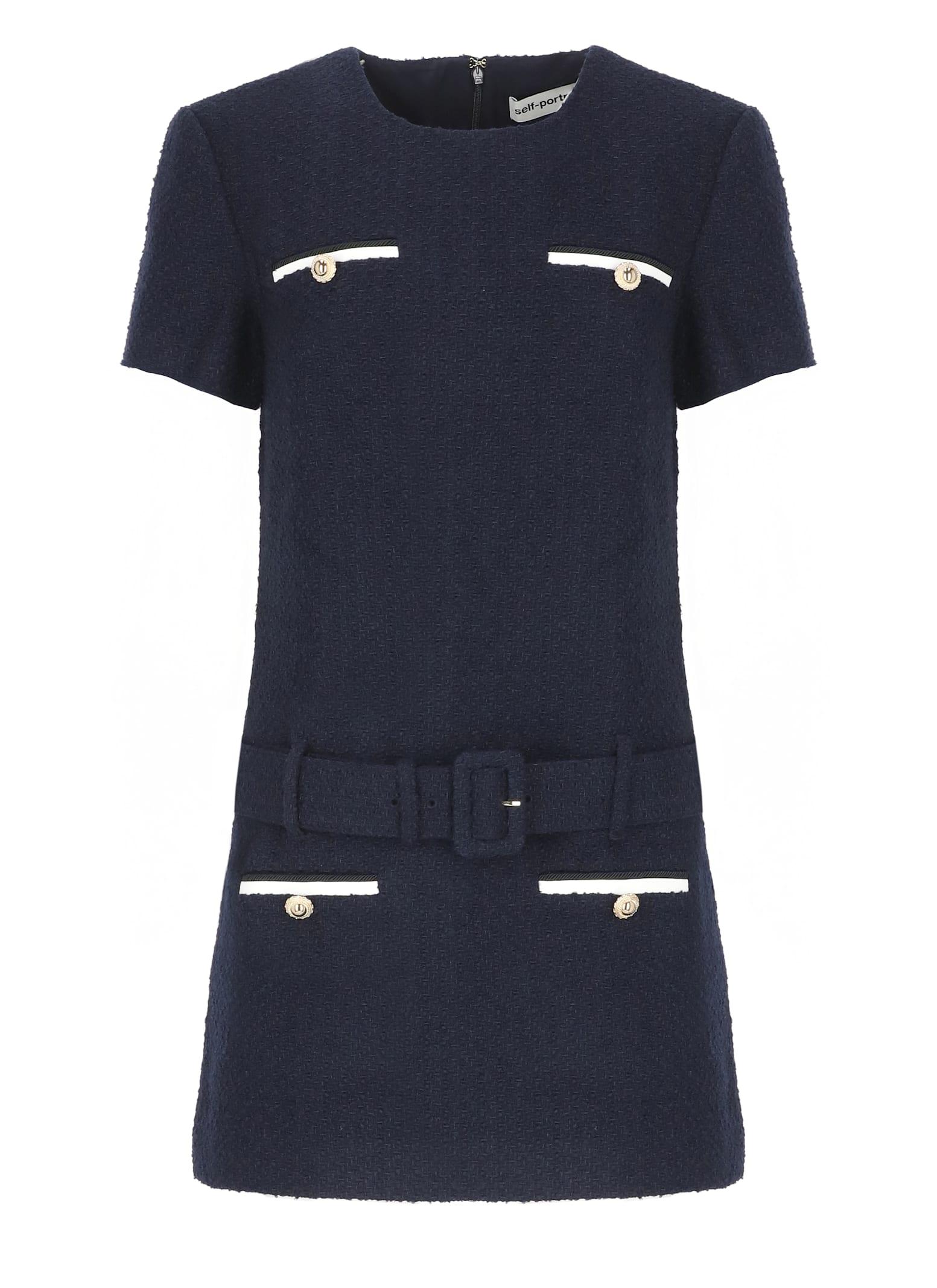 self-portrait boucle mini dress