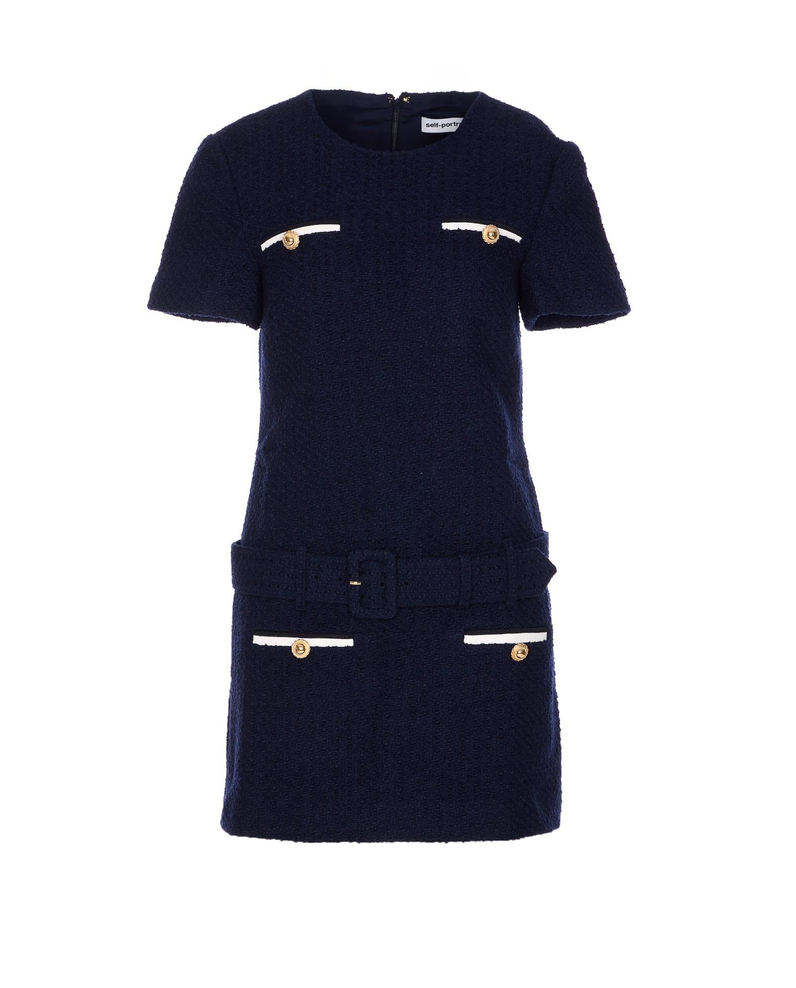 self-portrait boucle mini dress