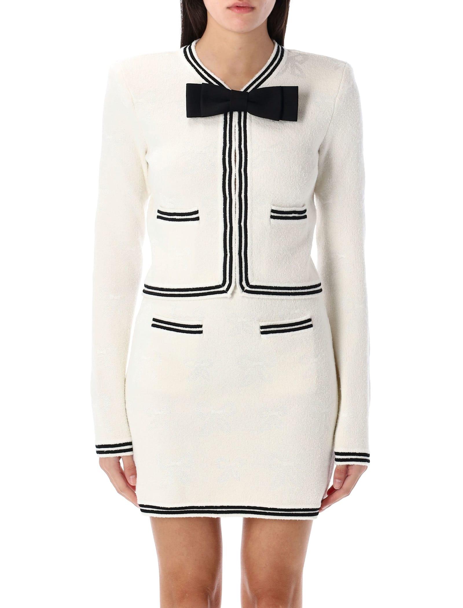 self-portrait bow jacquard cardigan