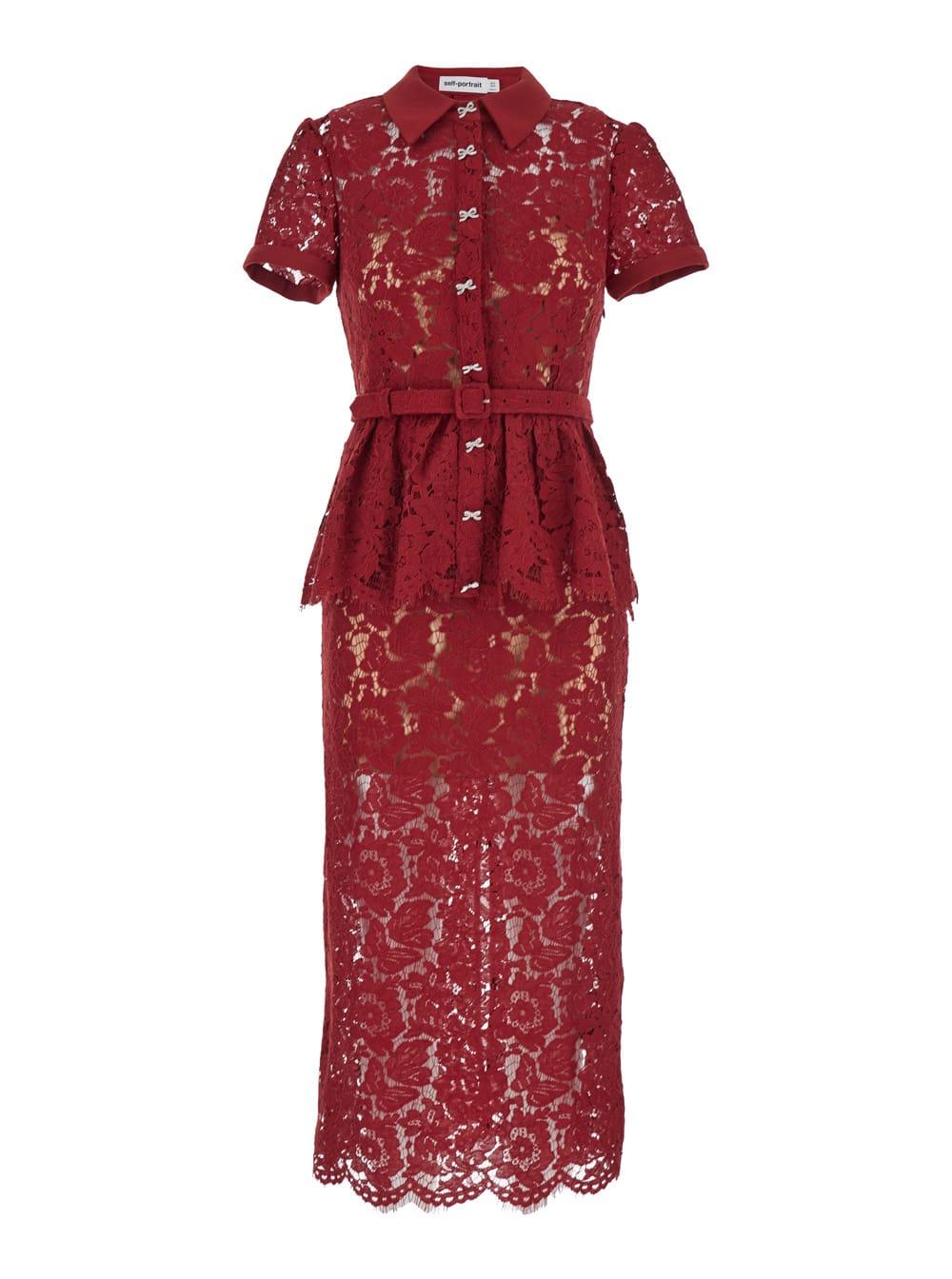 self-portrait burgundy dress