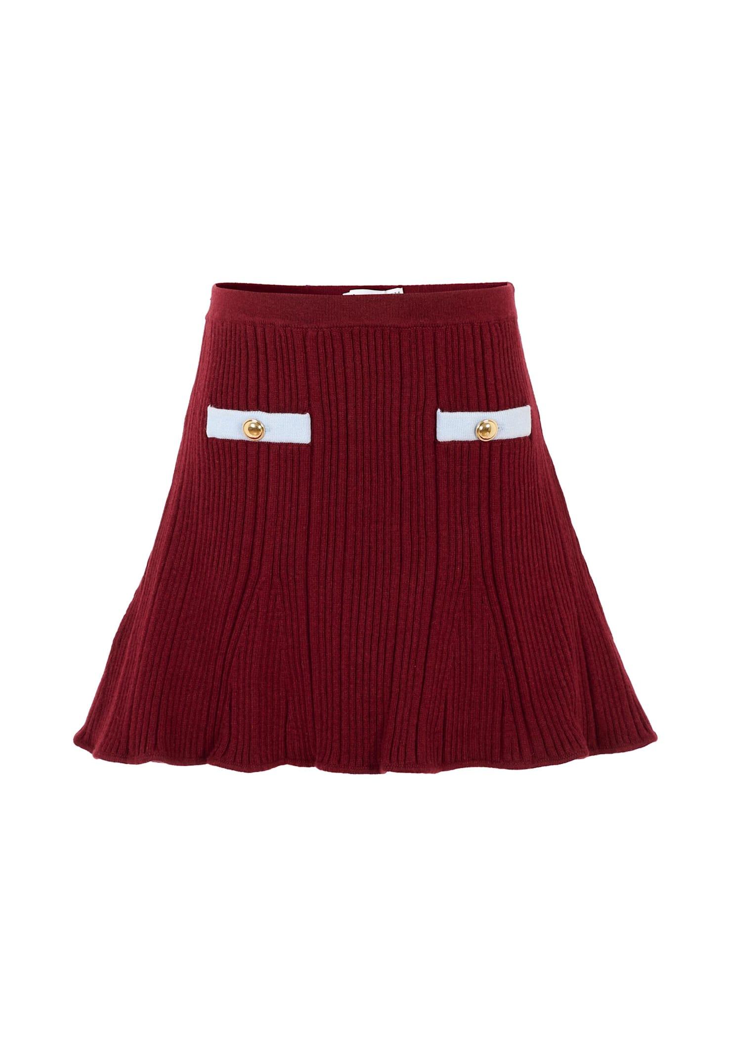 self-portrait burgundy skirt for girl