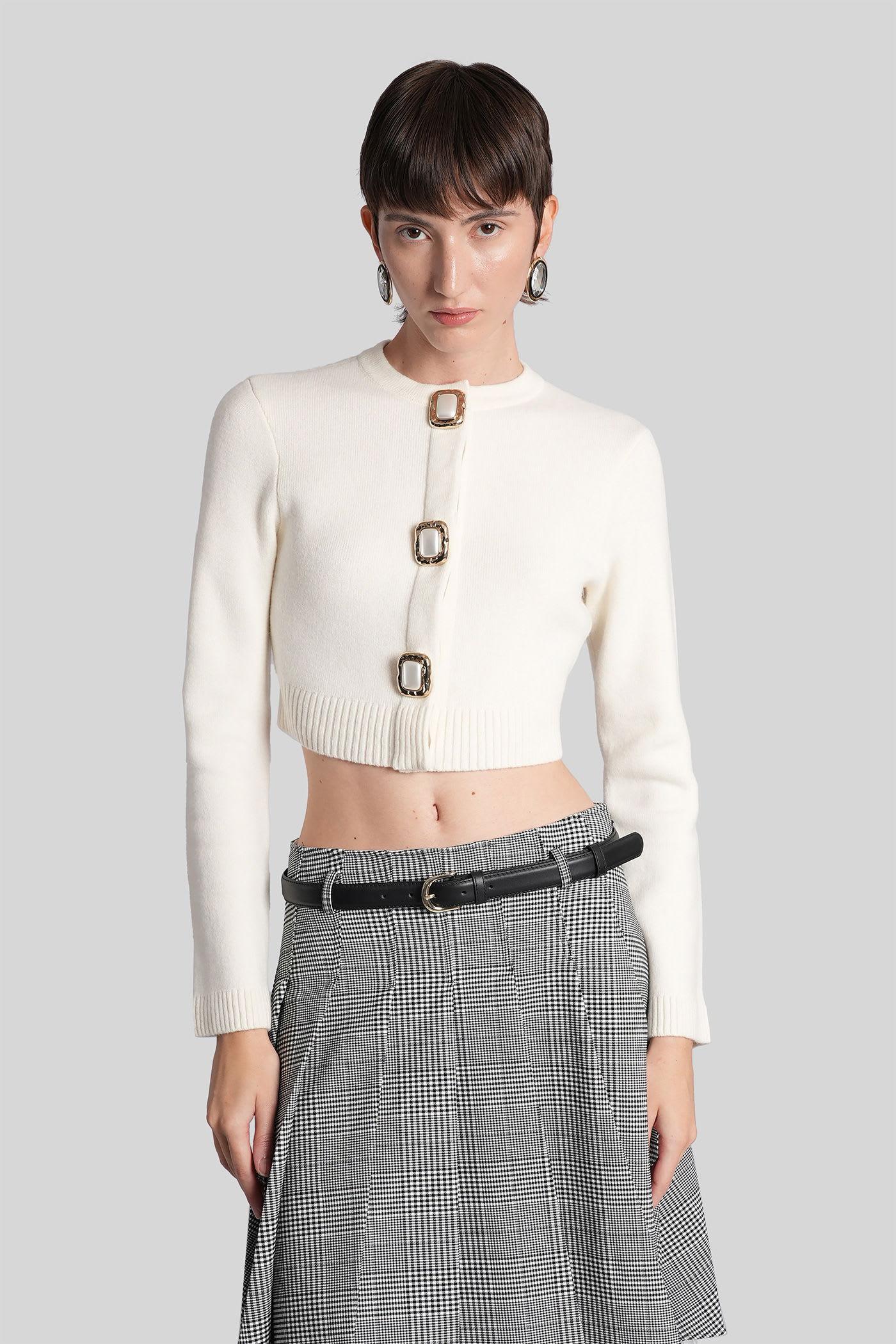 self-portrait cardigan in beige wool