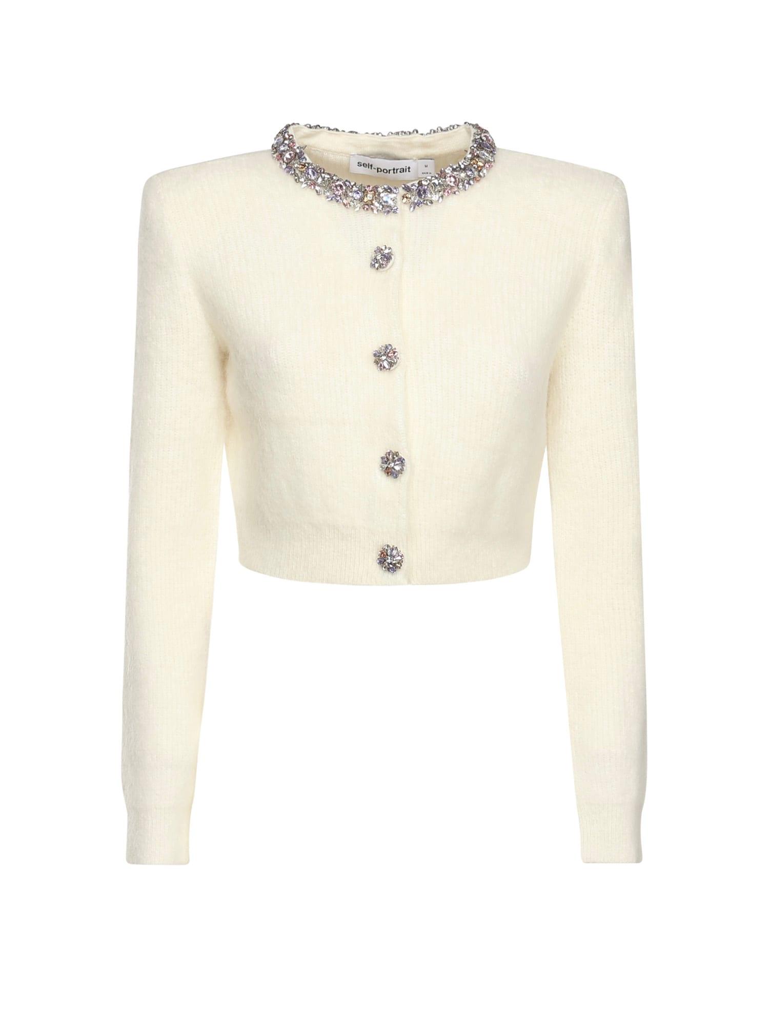 self-portrait cardigan in white polyester