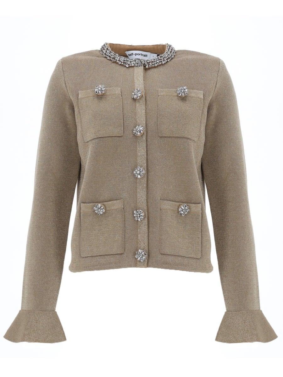 self-portrait cardigan with jewel buttons