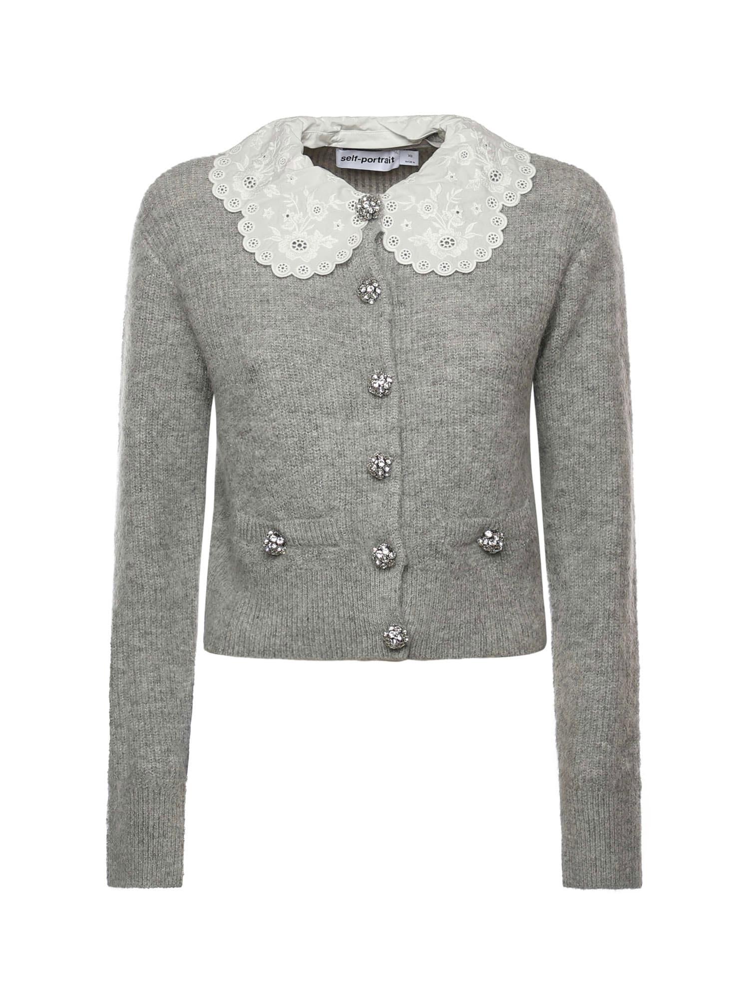 self-portrait cardigan with lace collar