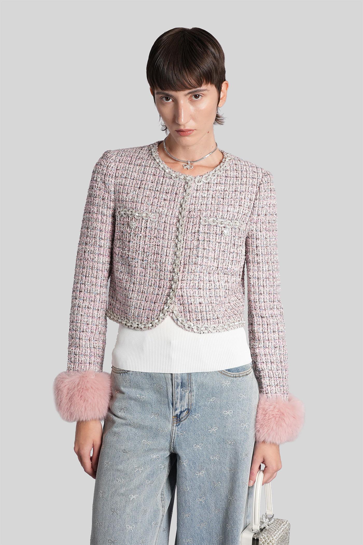 self-portrait casual jacket in rose-pink wool