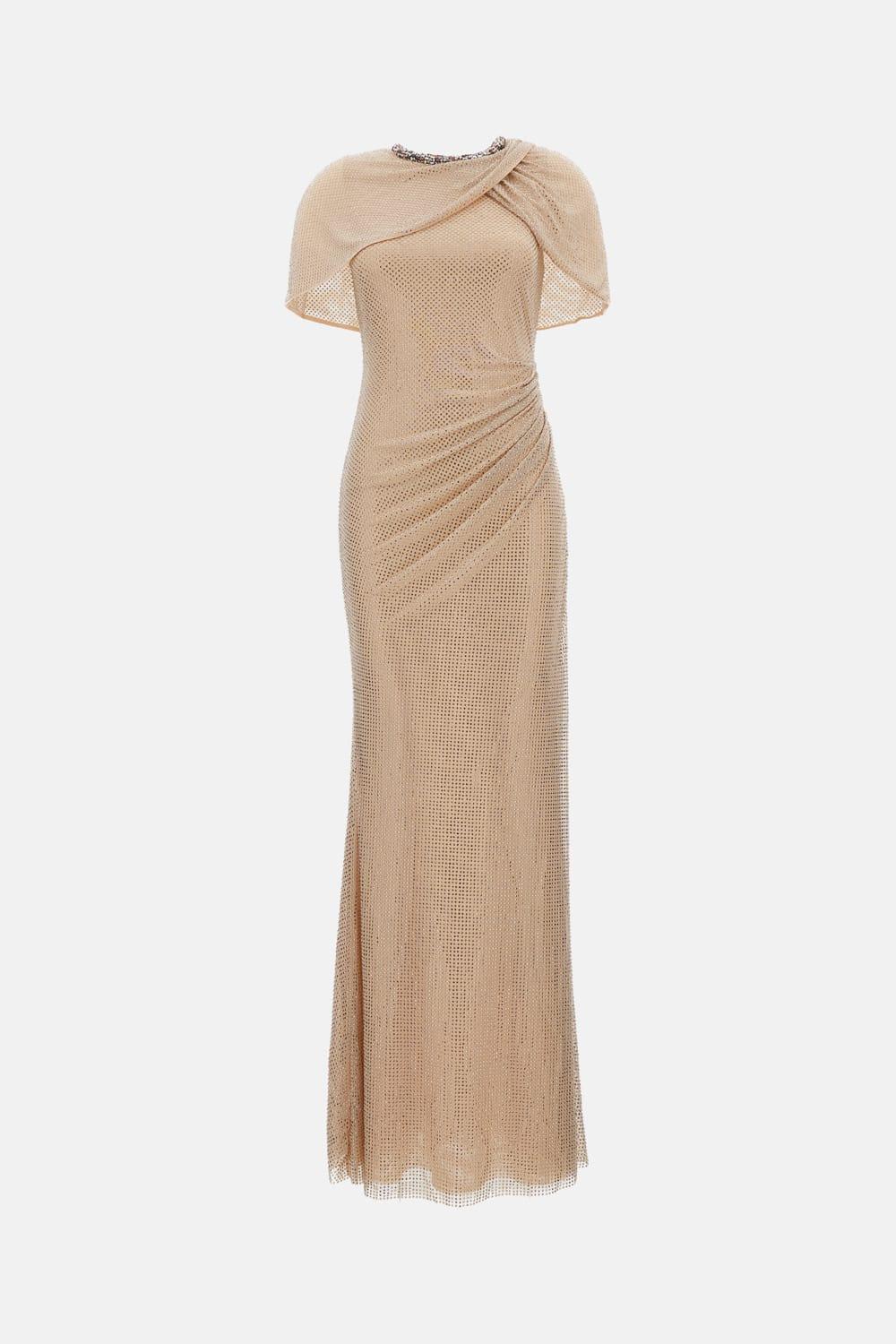 self-portrait champagne rhinestone maxi dress