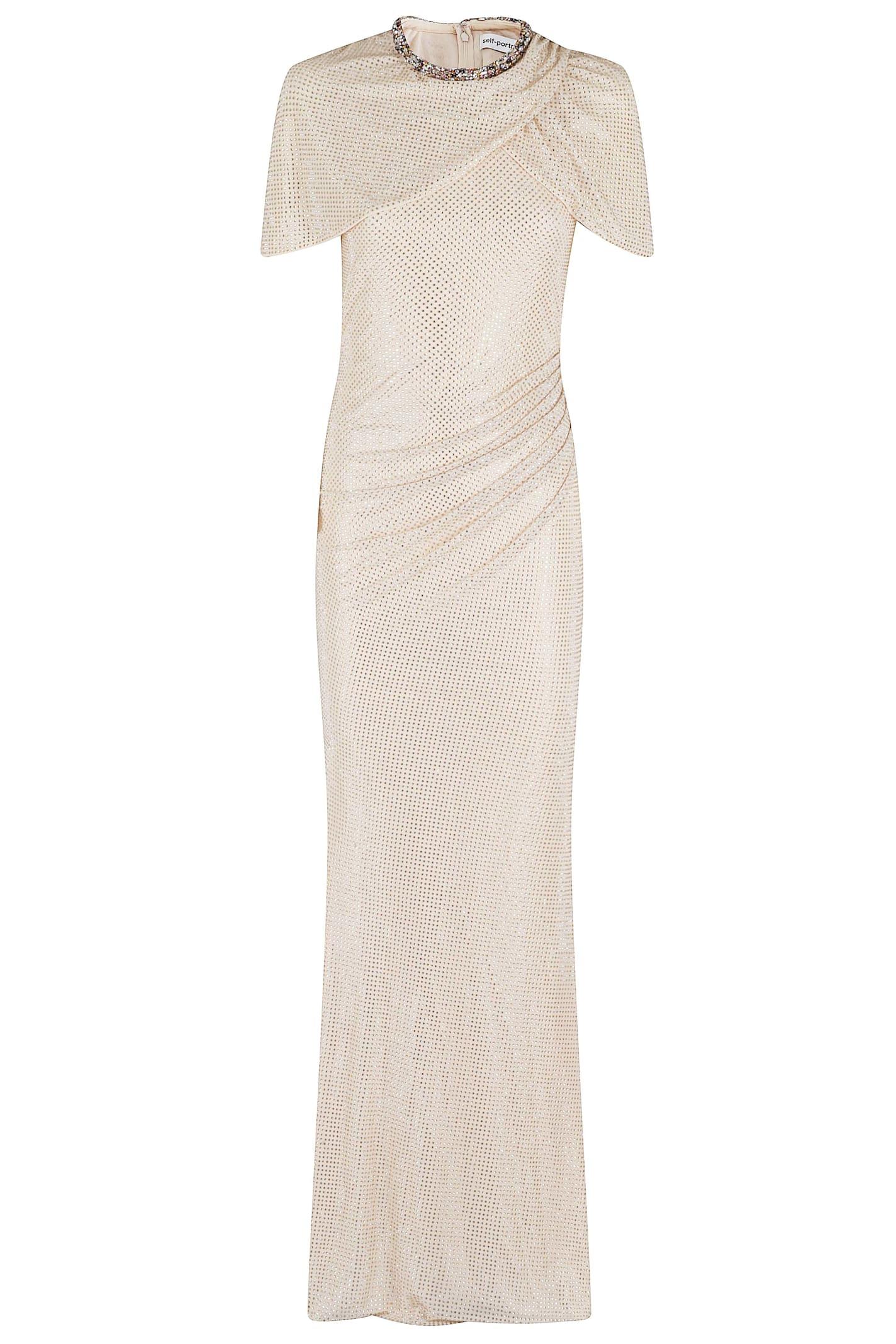 self-portrait champagne rhinestone maxi dress