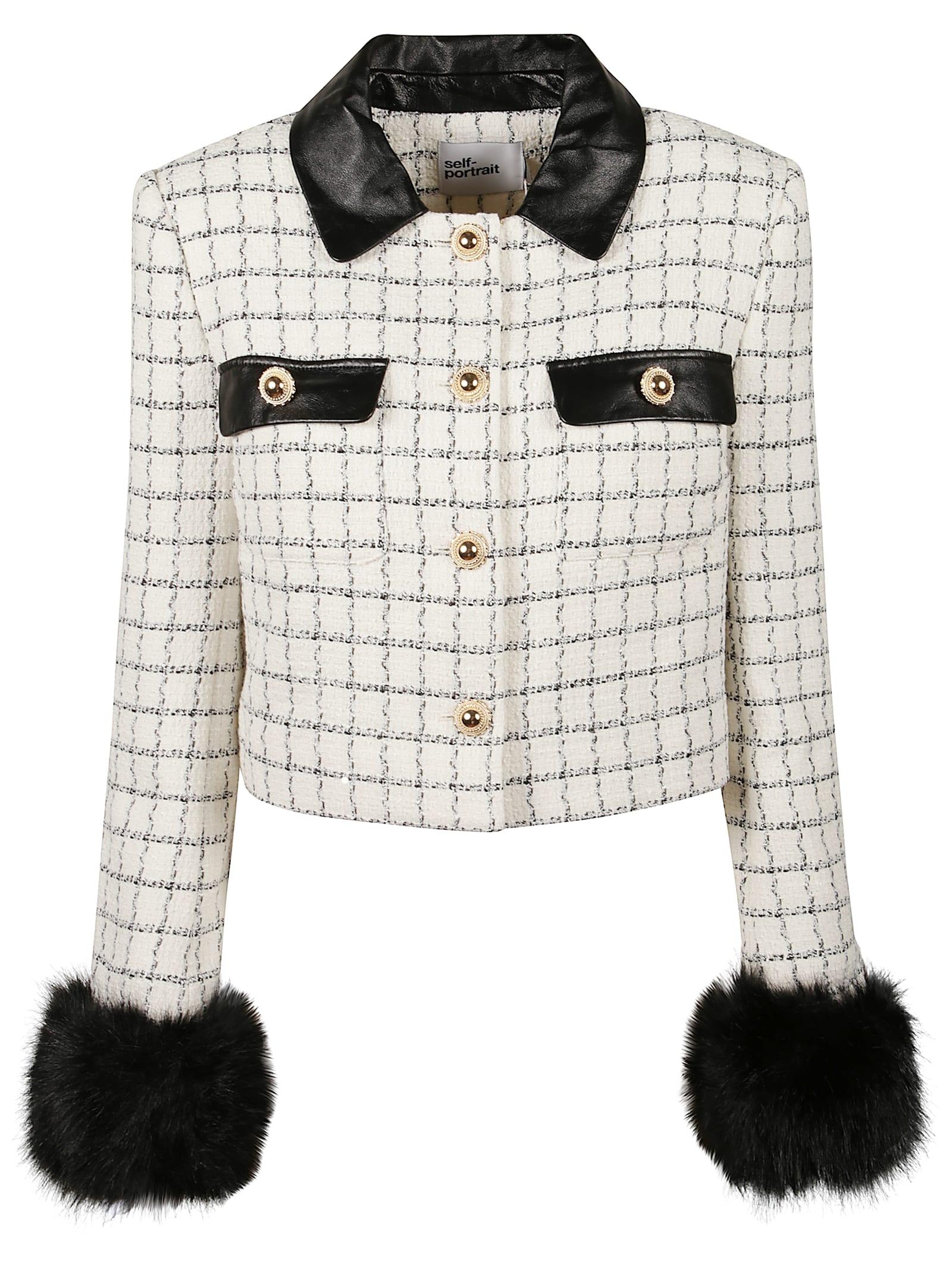 self-portrait checked jacket with cuffs