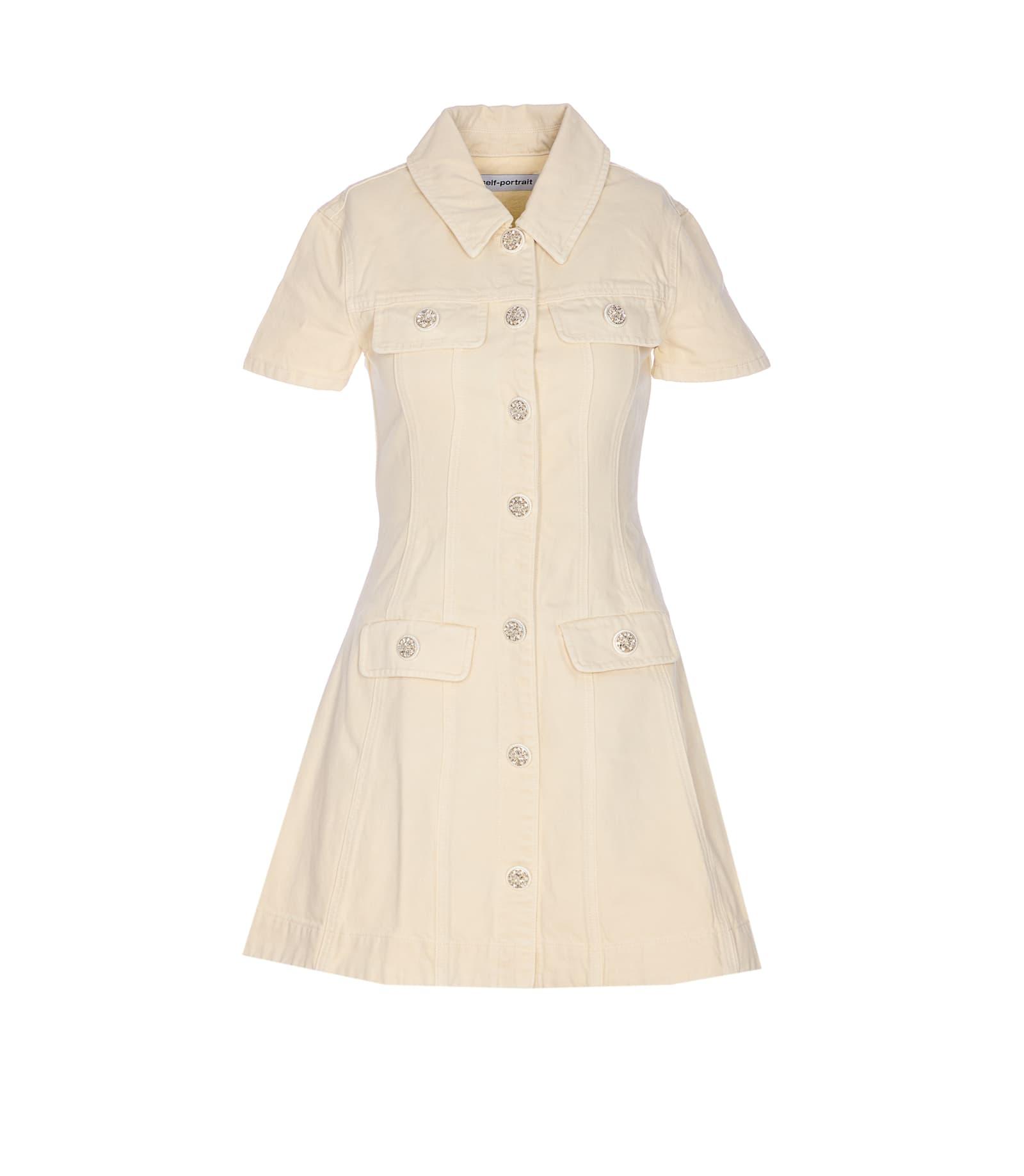 self-portrait collared denim midi dress