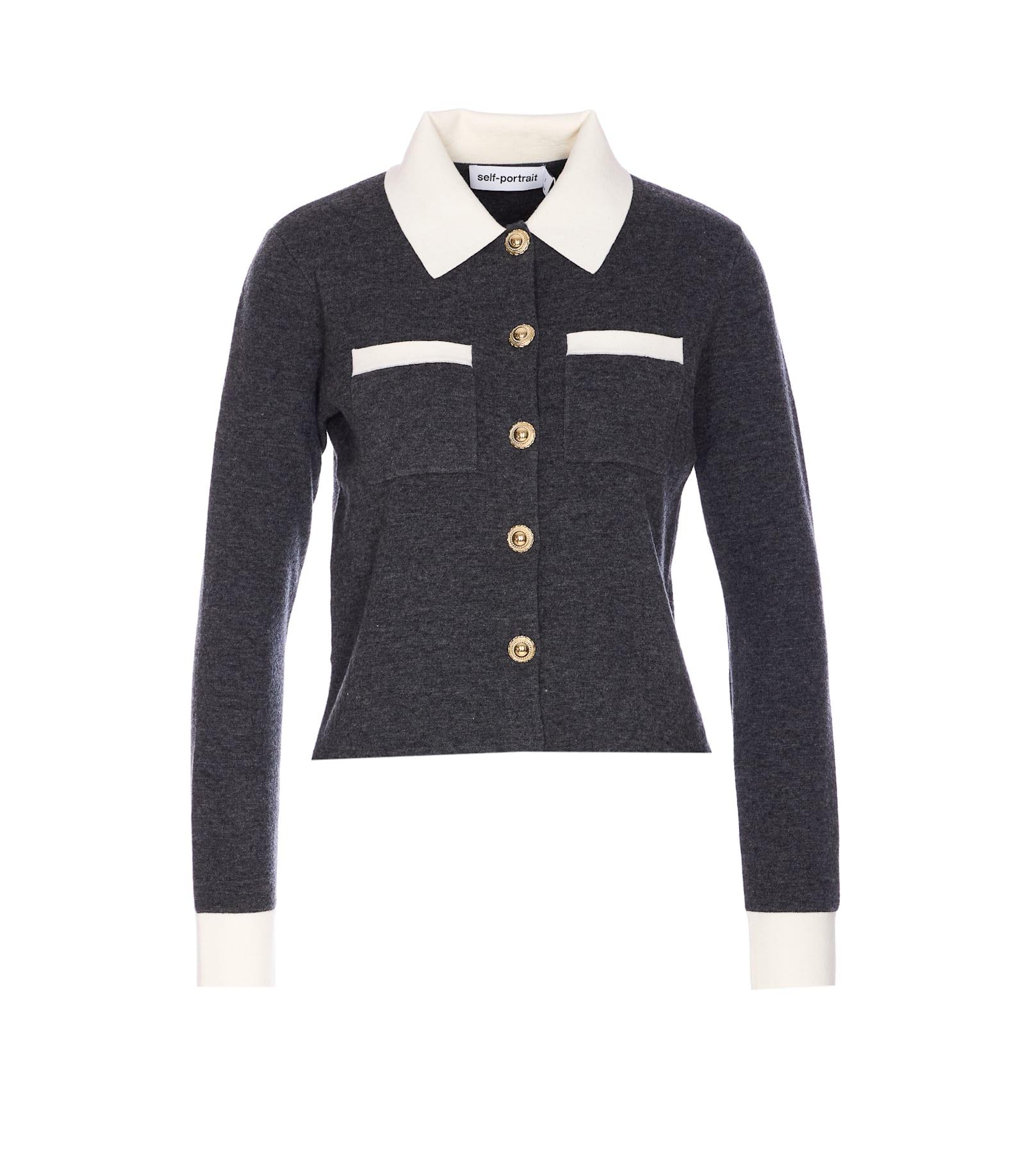 self-portrait contrast collar cardigan