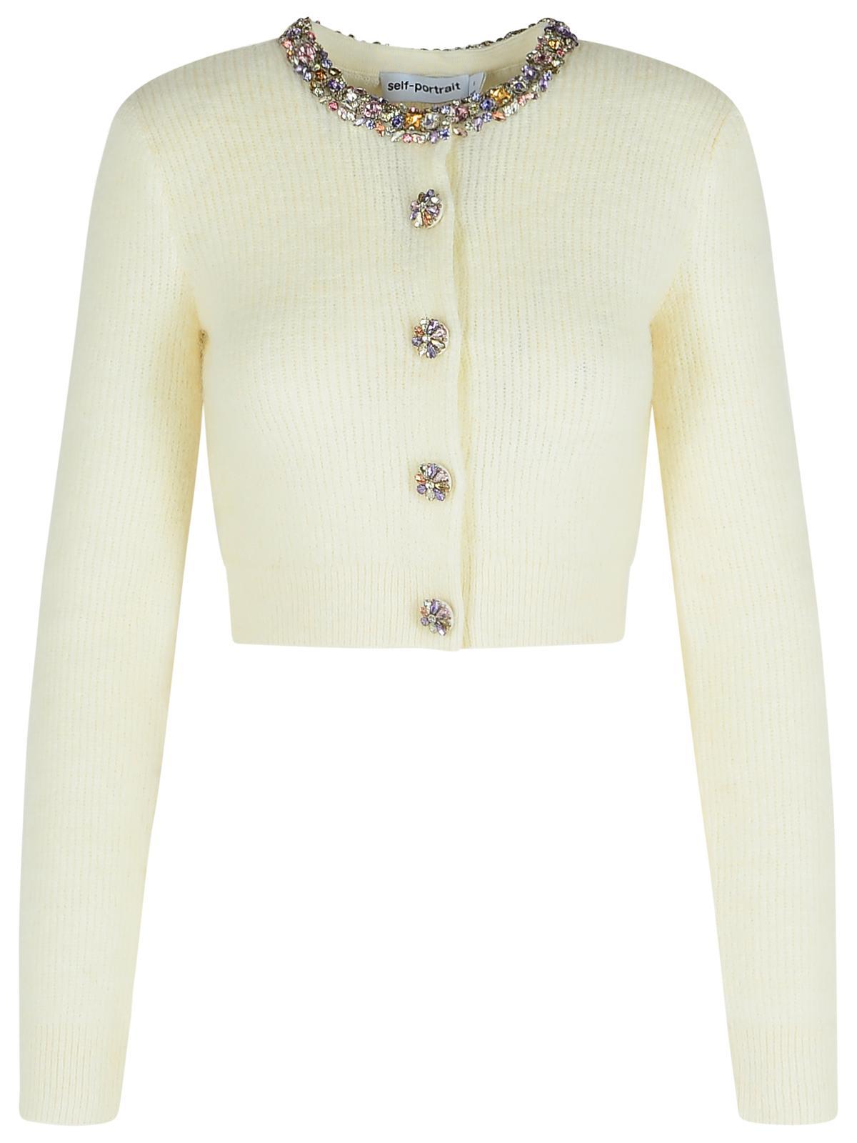 self-portrait cream alpaca blend cardigan