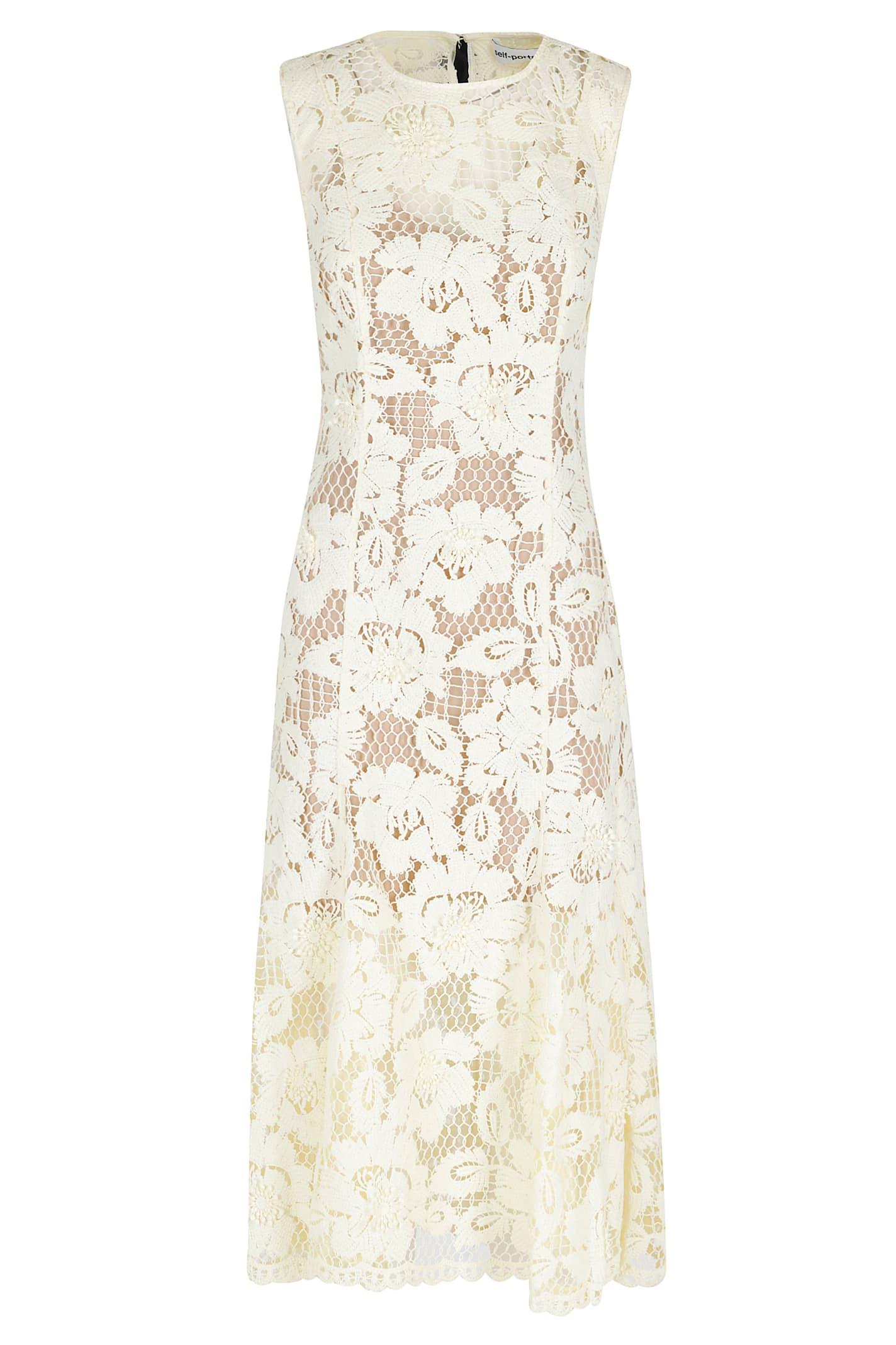 self-portrait crochet lace midi dress