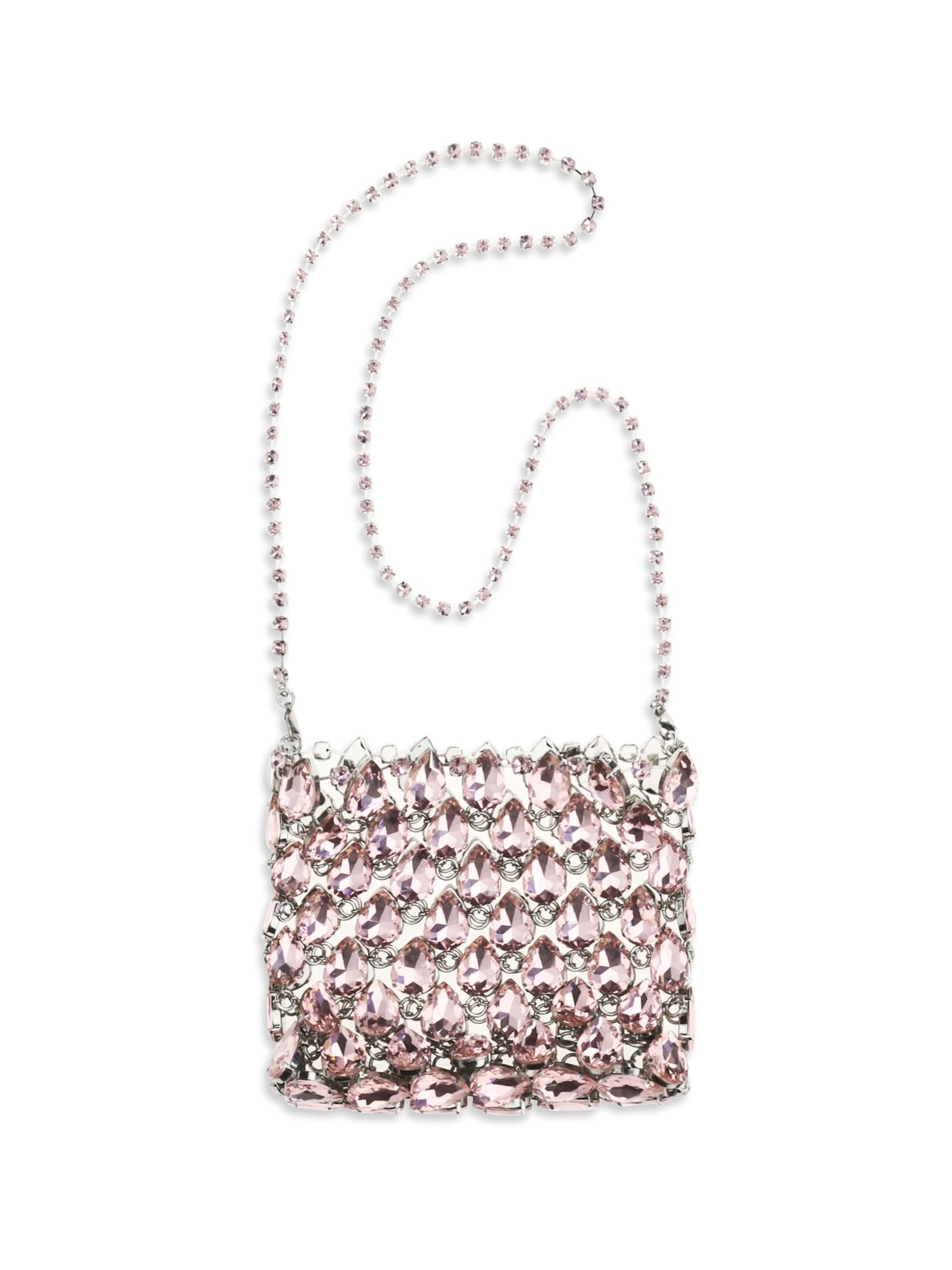 self-portrait crystal mesh pouch