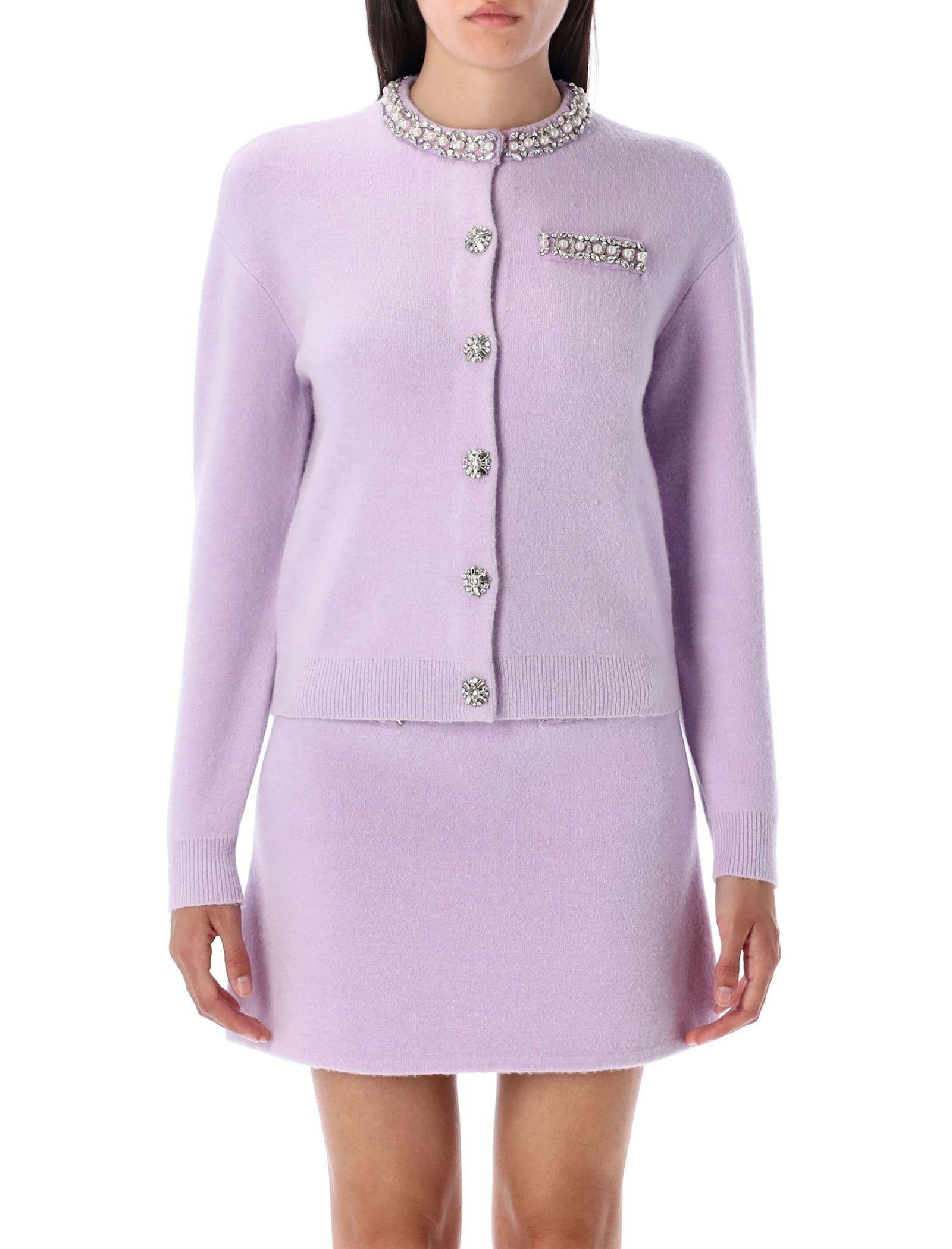 self-portrait crystal trim cardigan