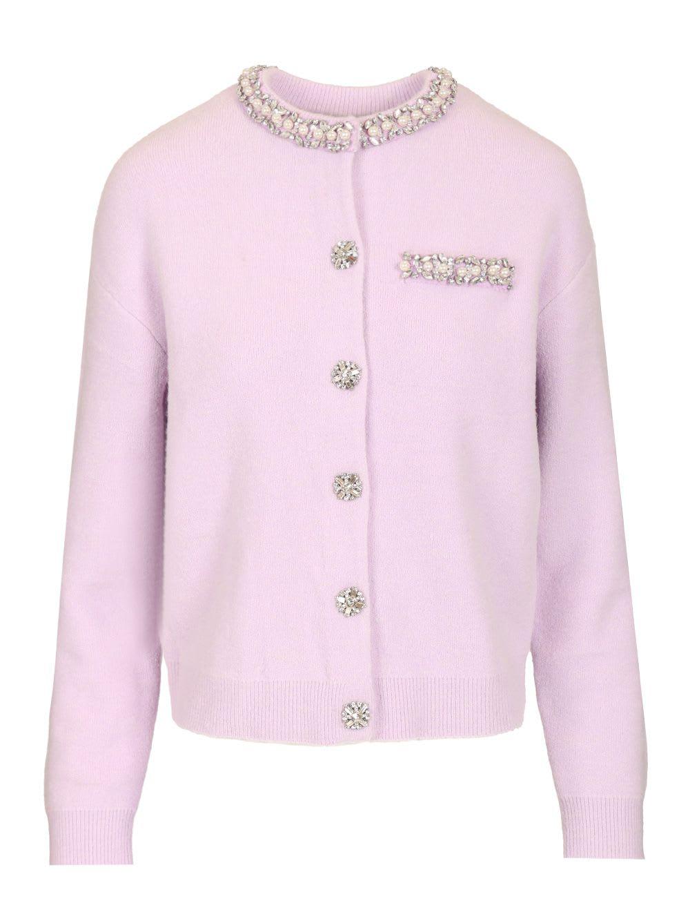 self-portrait crystal trim cardigan