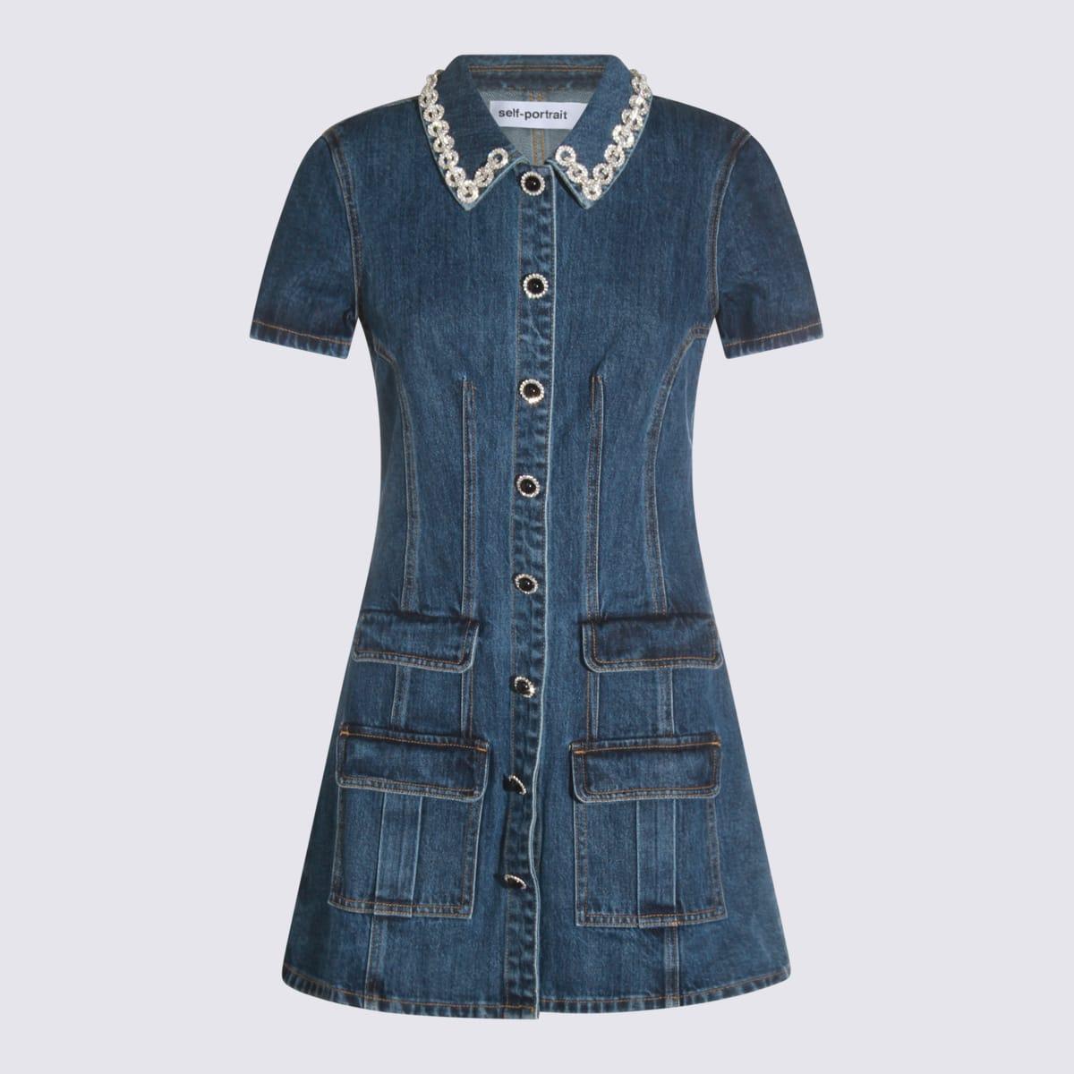 self-portrait denim cotton dress