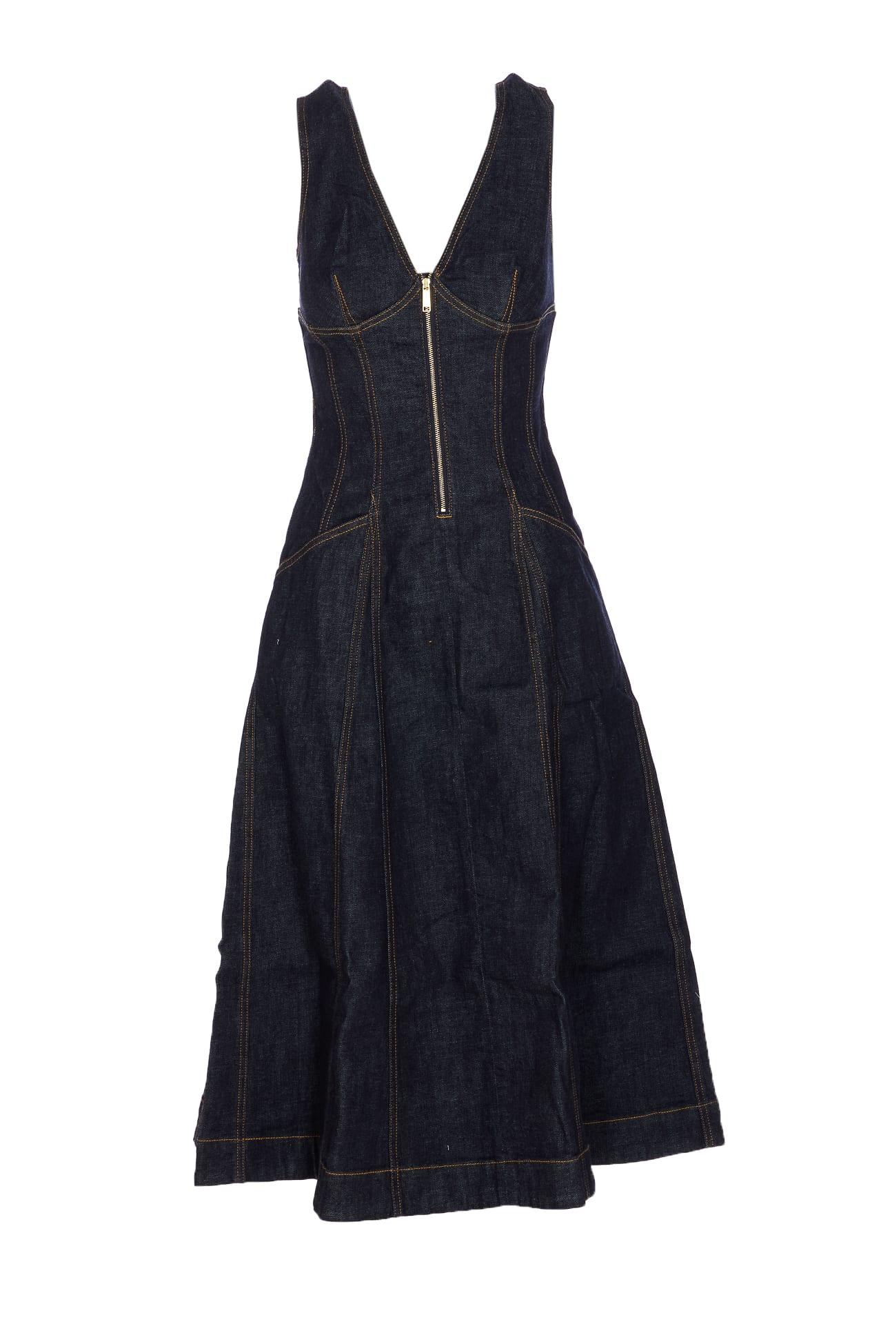 self-portrait denim midi dress