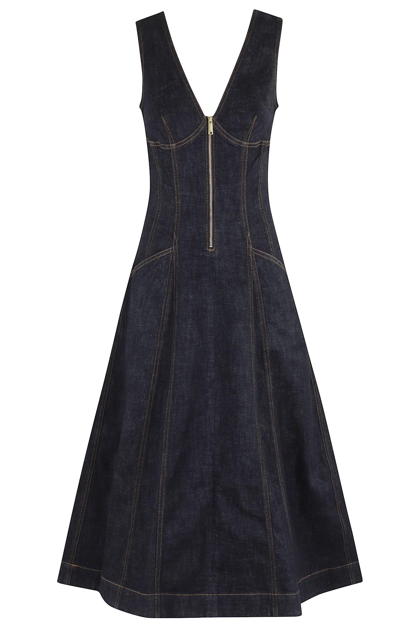 self-portrait denim midi dress