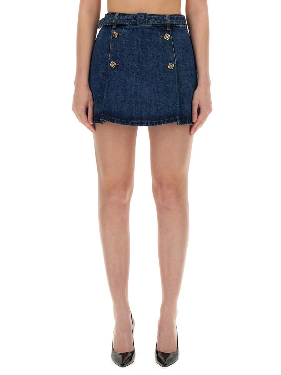 self-portrait denim miniskirt