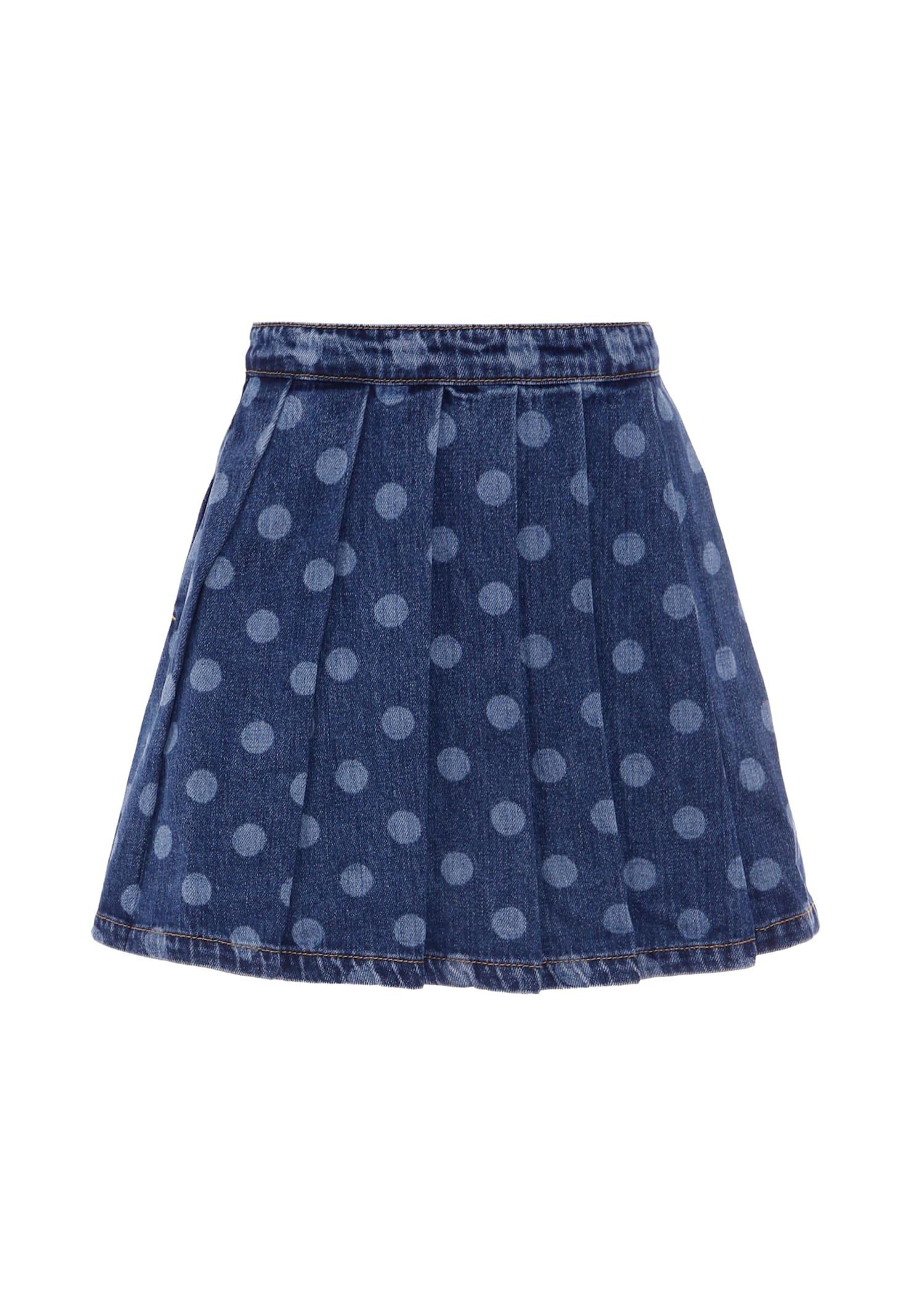self-portrait denim skirt for girl with polka dots