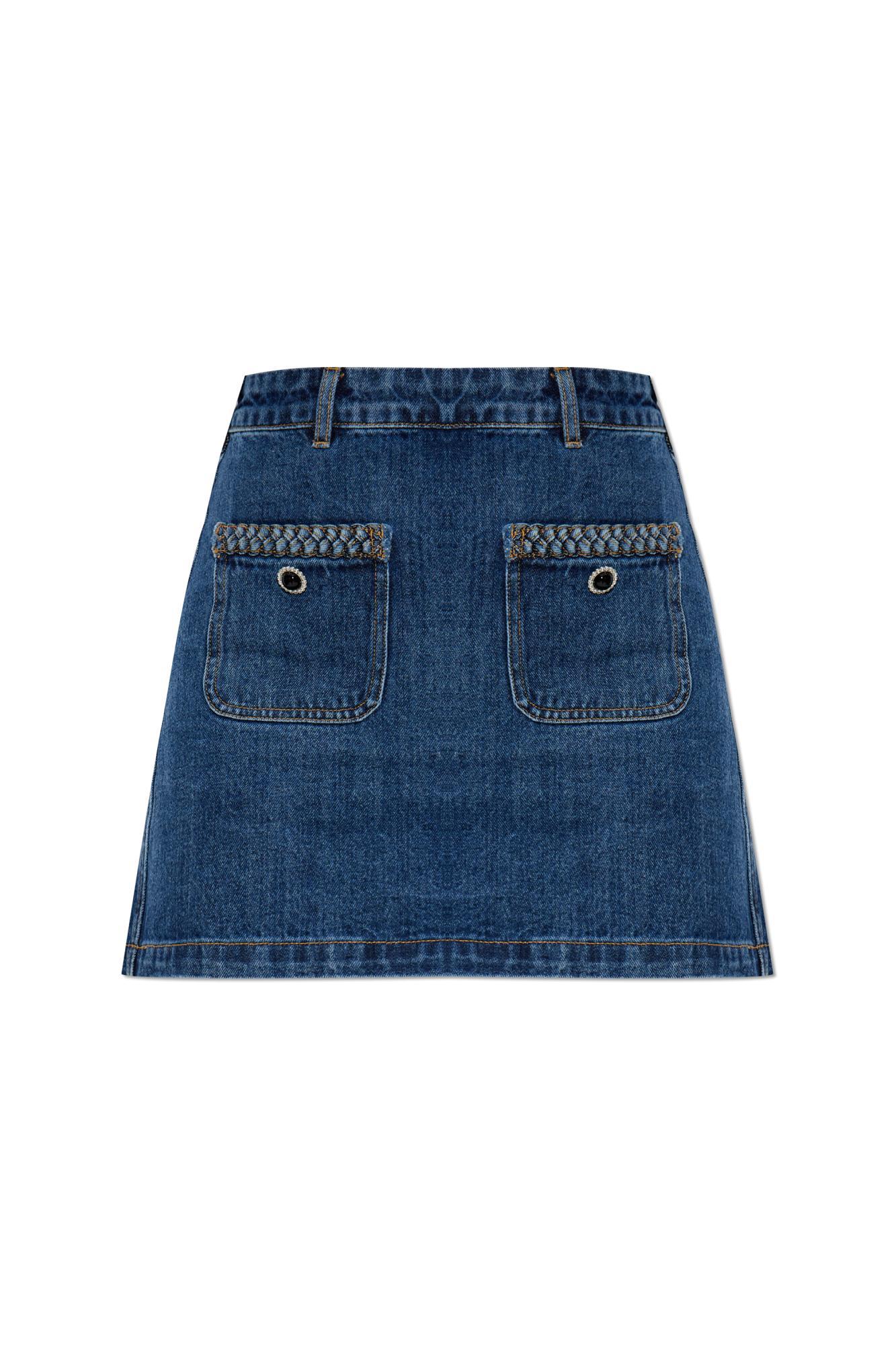 self-portrait denim skirt