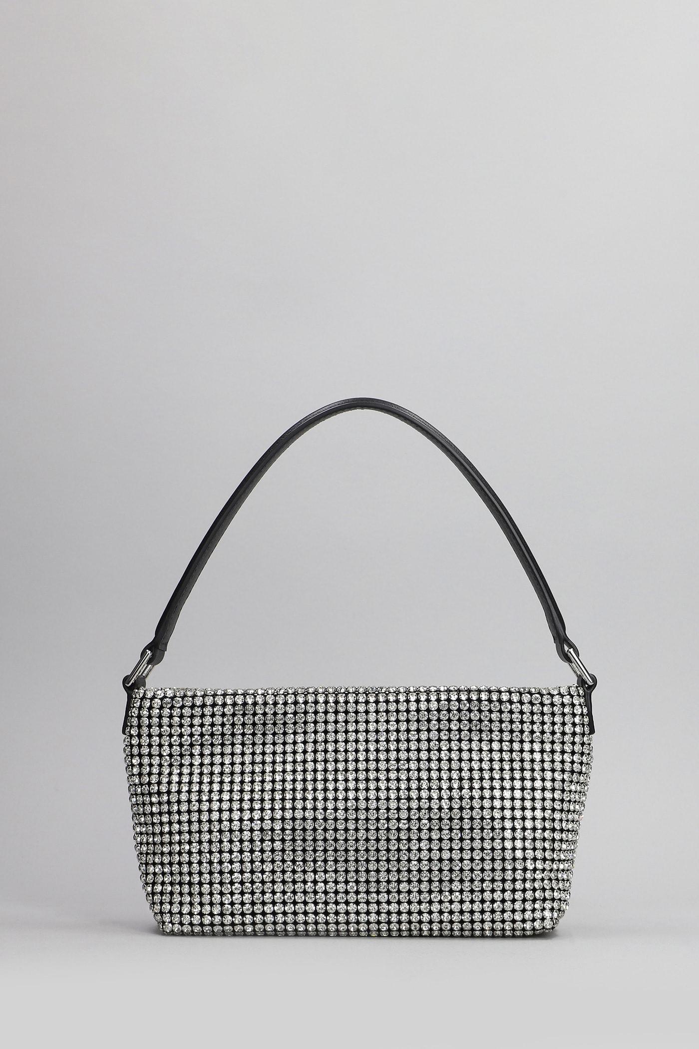 self-portrait diamante small hand bag in silver glass