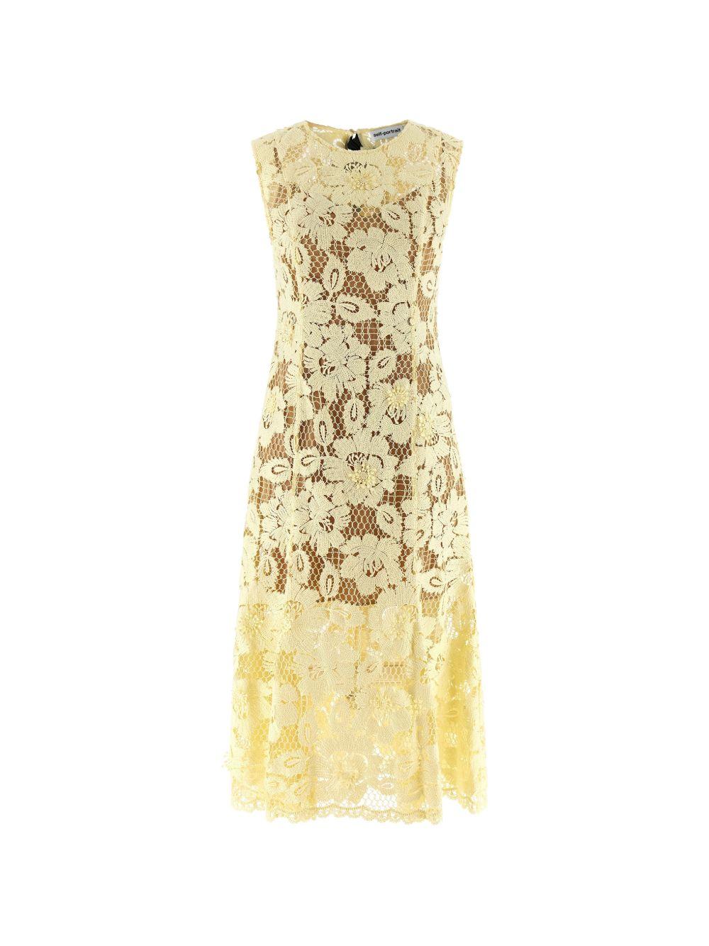 self-portrait dresses yellow polyester - women