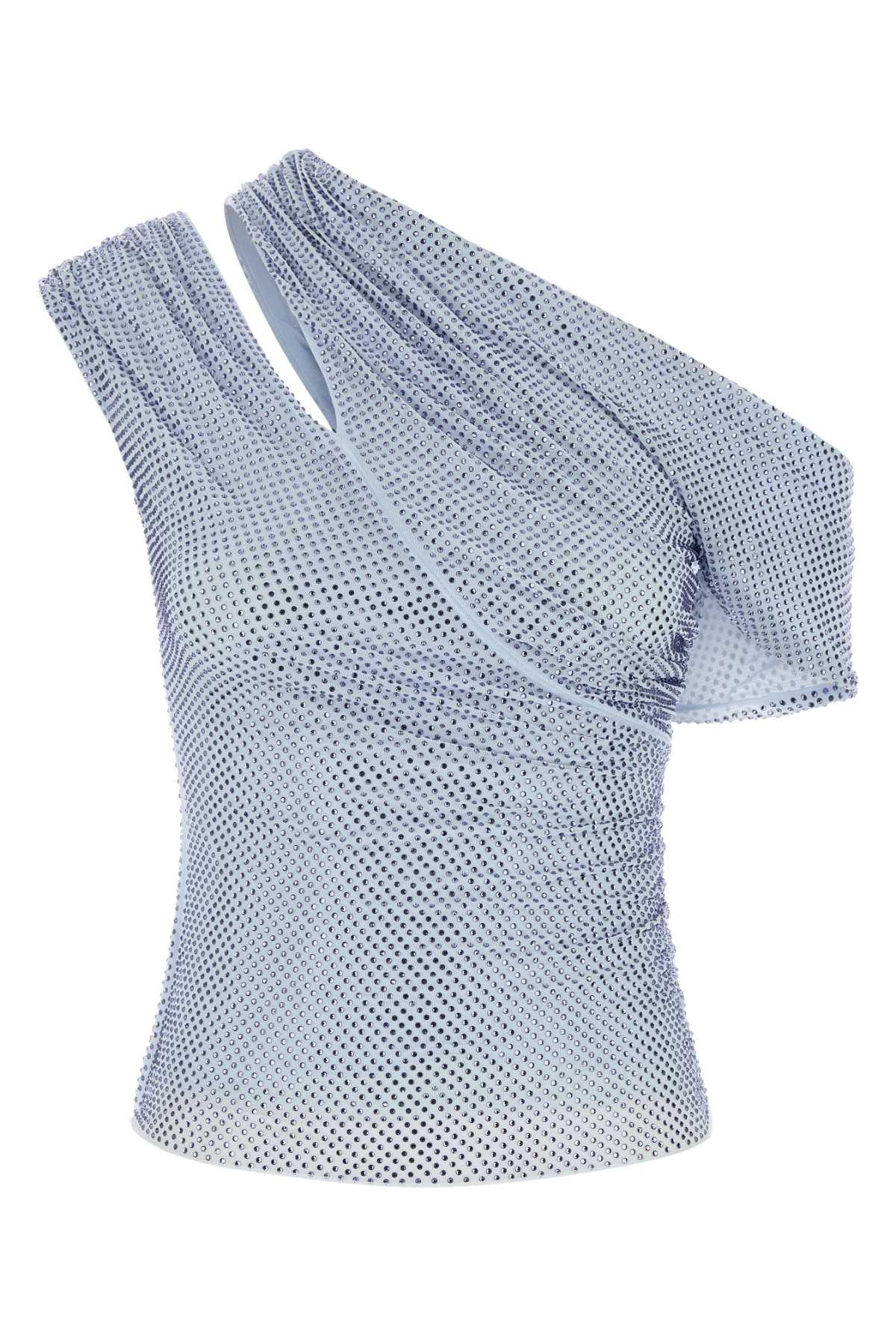 self-portrait embellished stretch mesh top