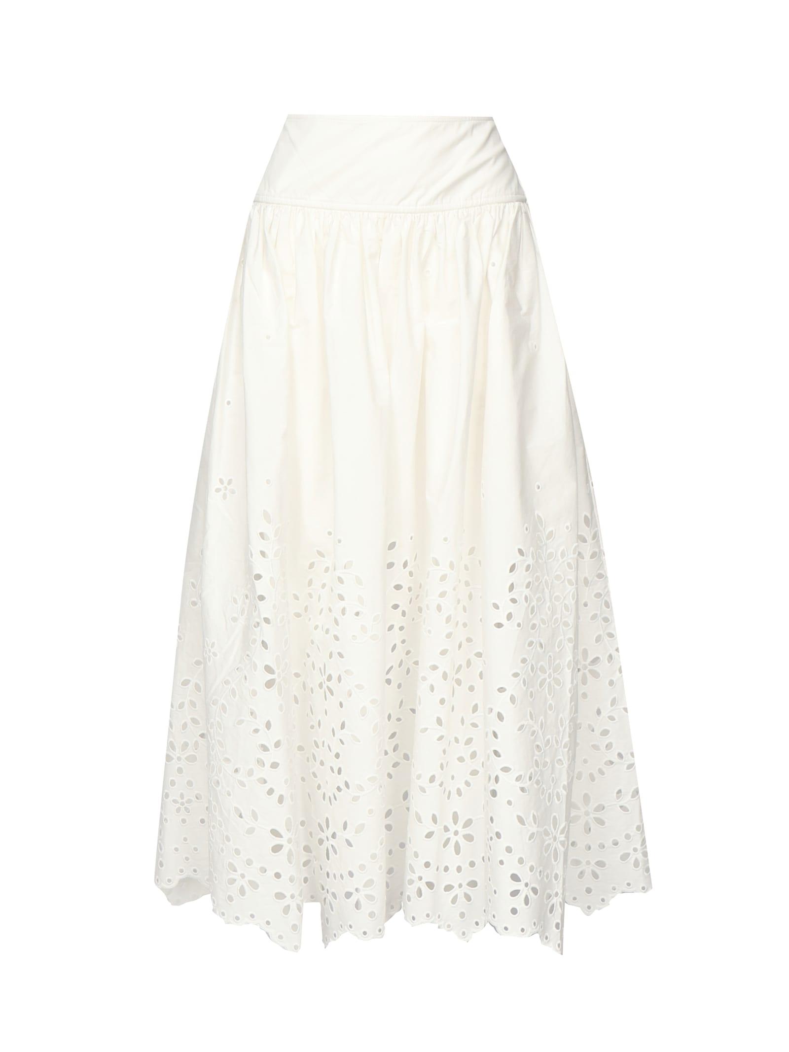 self-portrait embroidered lace midi skirt