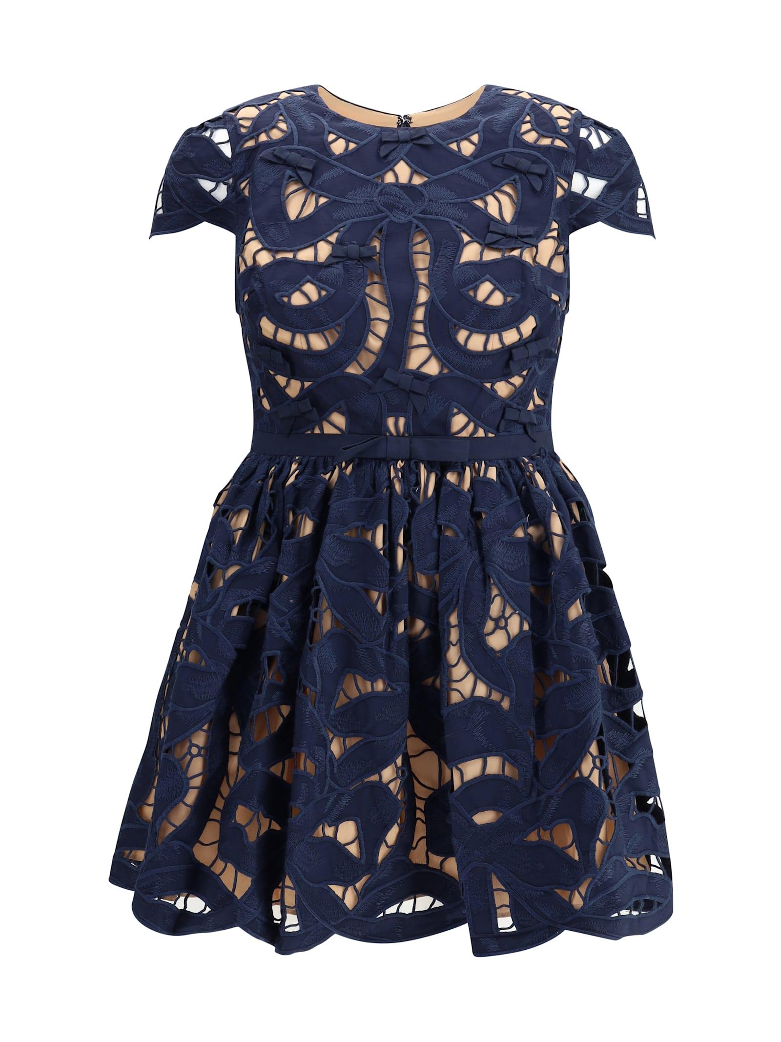 self-portrait embroidered short dress