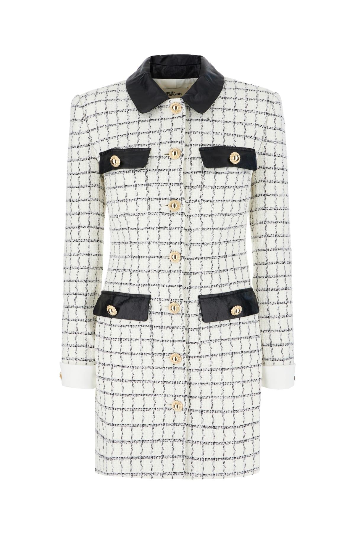 self-portrait embroidered wool blend dress