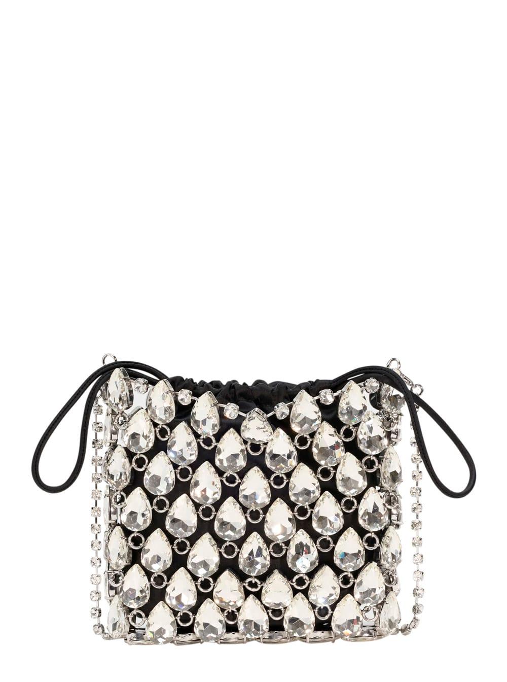 self-portrait handbag silver crystal chainmail mini bag with crystal details