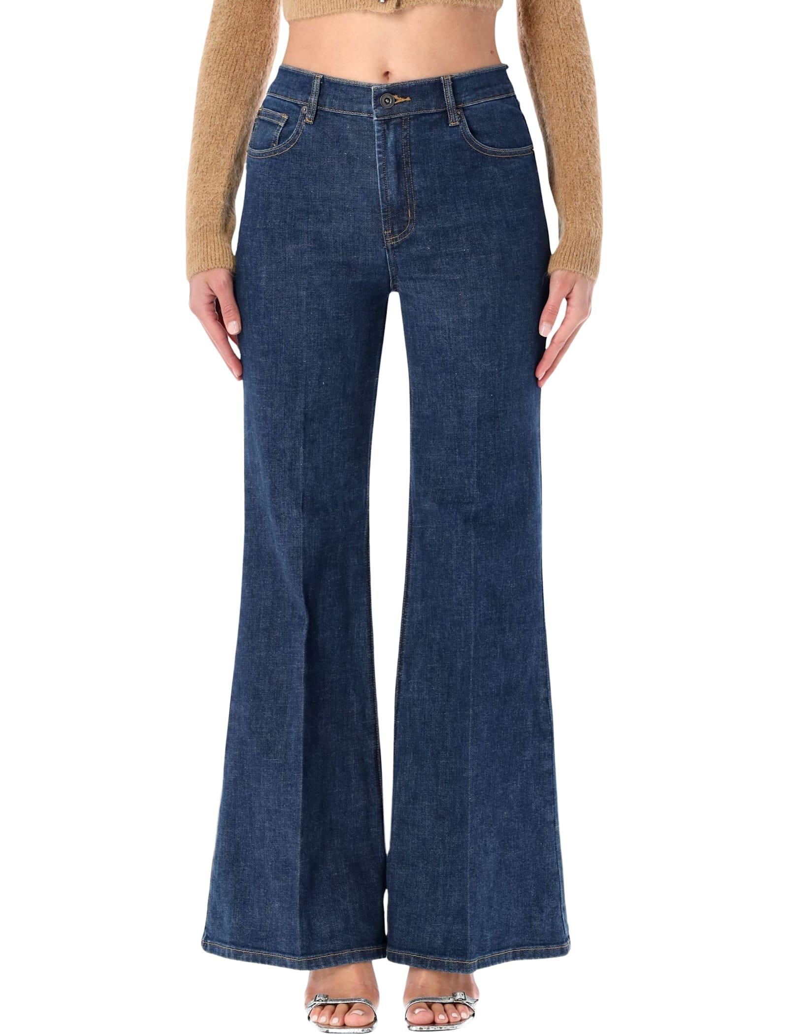 self-portrait high-waisted blue fared jeans