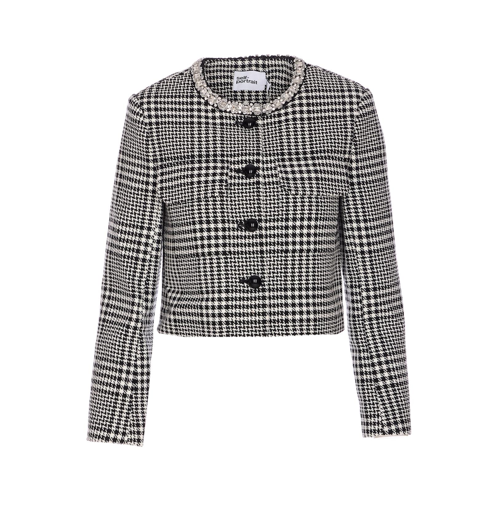 self-portrait houndtooth crystal jacket