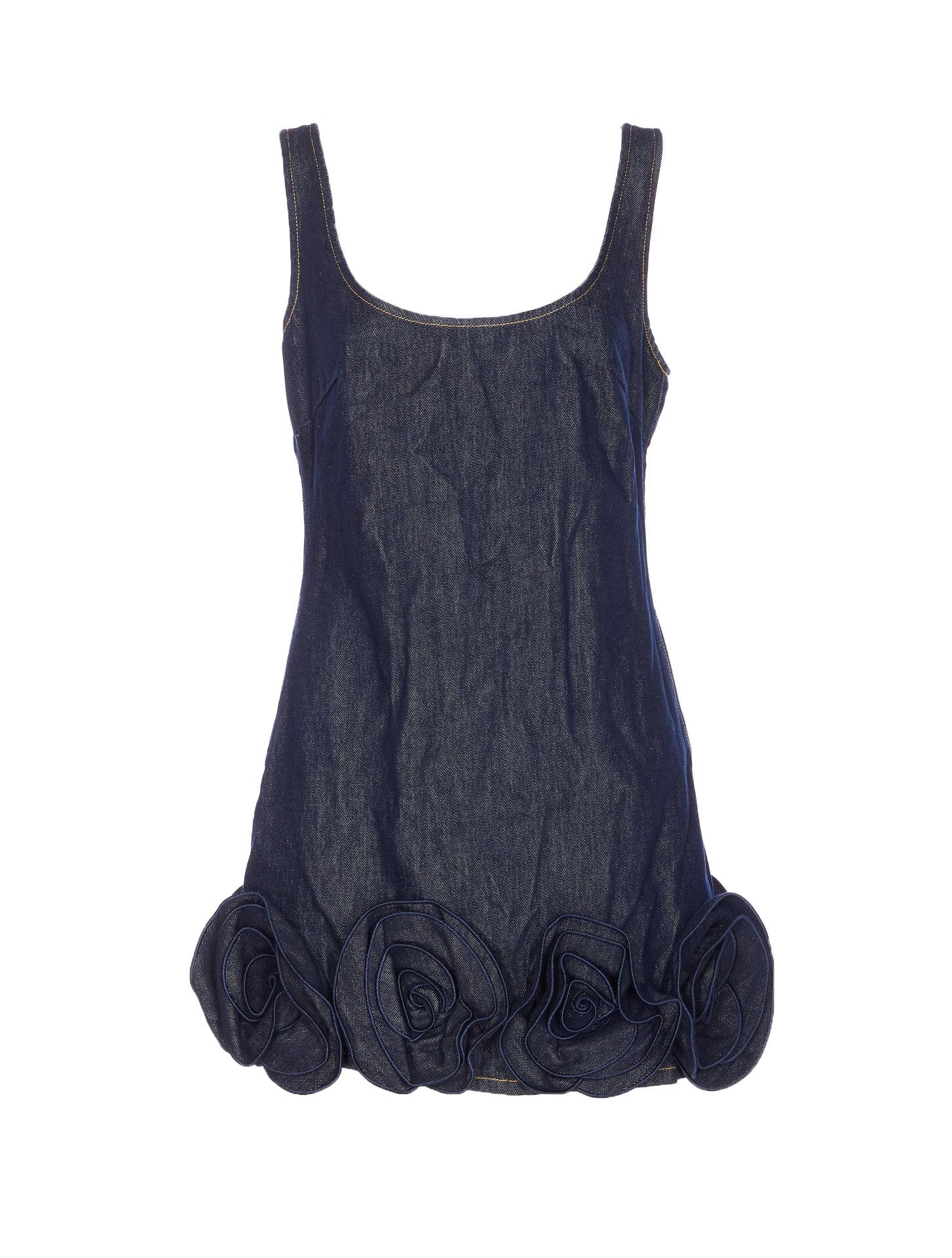 self-portrait indigo denim 3d flower mini dress