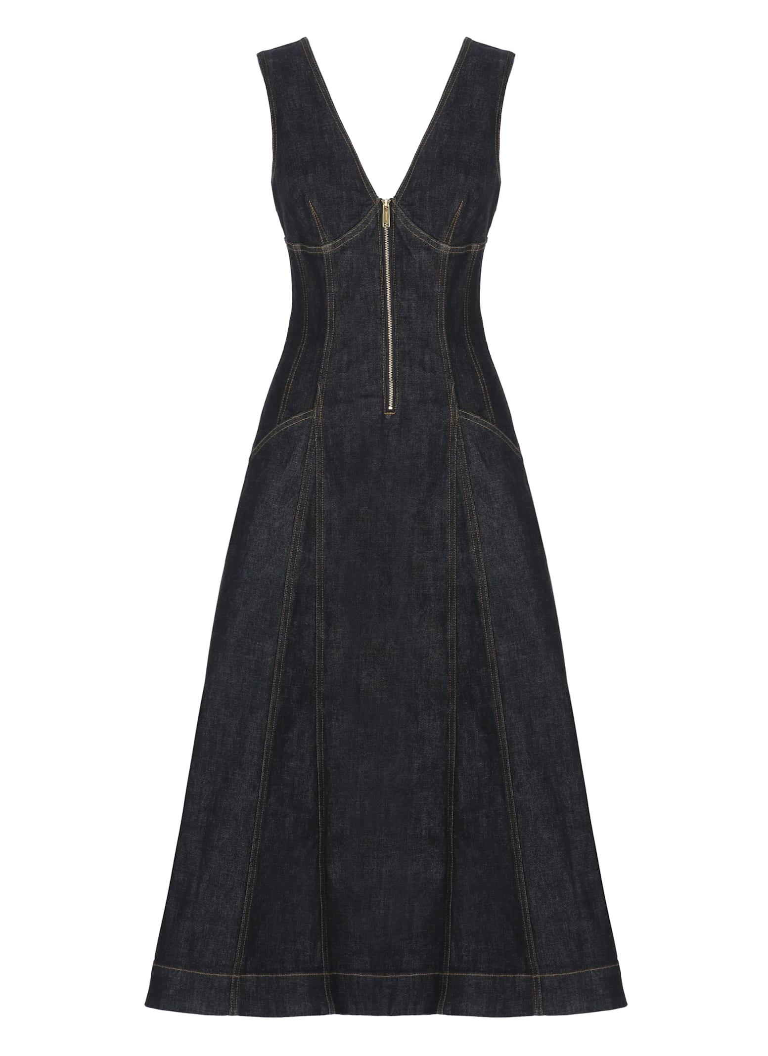 self-portrait indigo denim midi dress