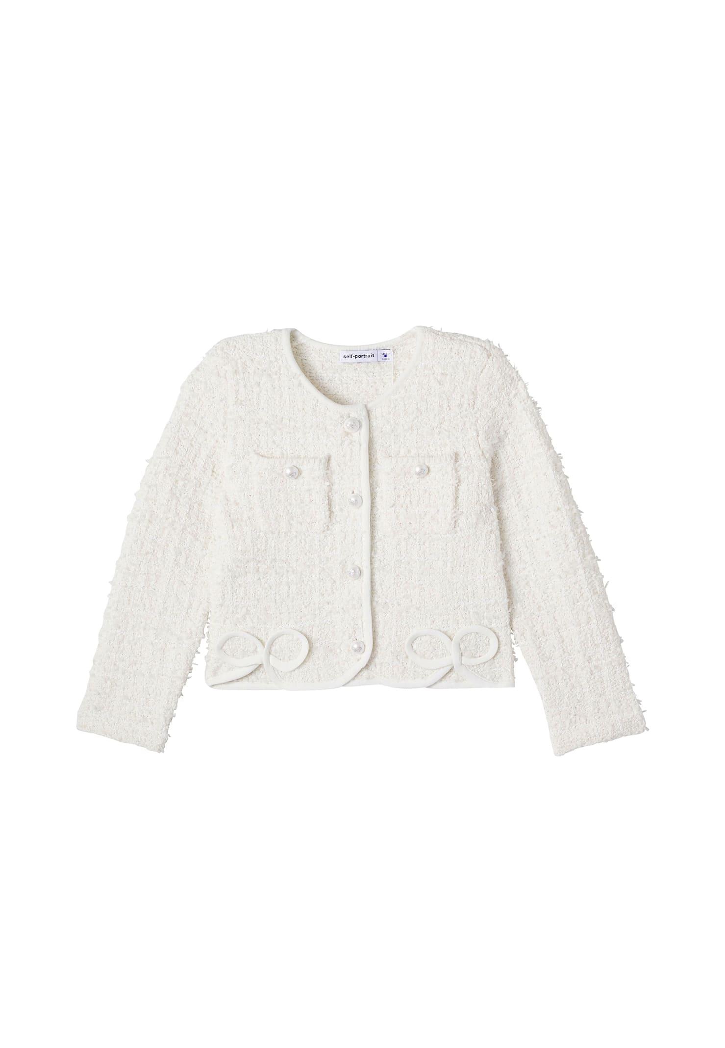 self-portrait ivory jacket for girl with bows
